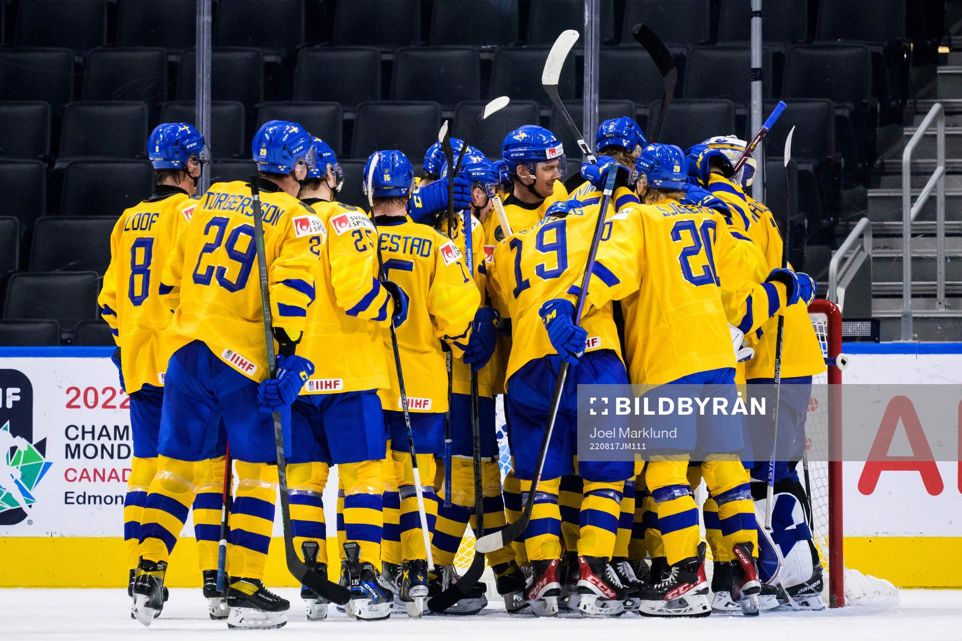 The Swedish players celebrate