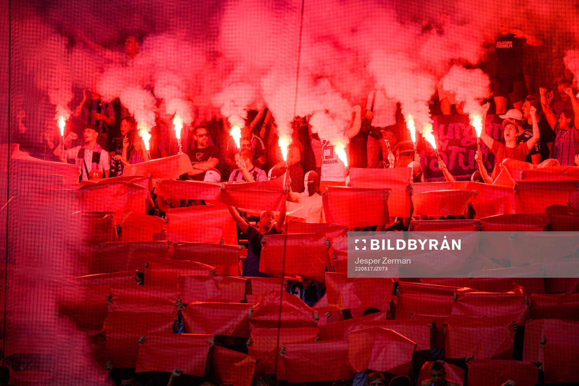 Supporters of Djurgården with pyrotechnics