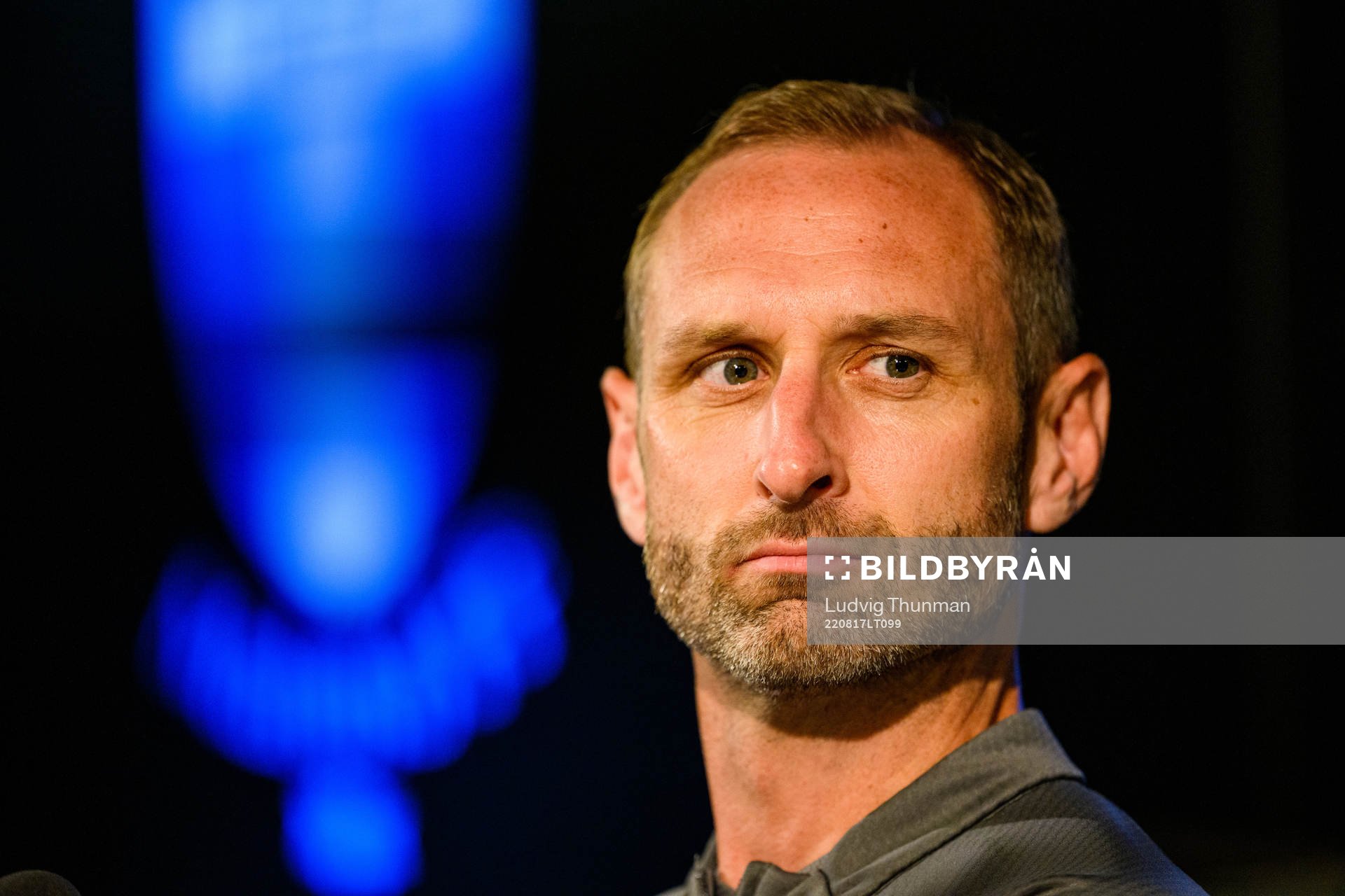 Head coach Andreas Georgson during a press conference with Malmö FF on August 17, 2022 in Malmö. 