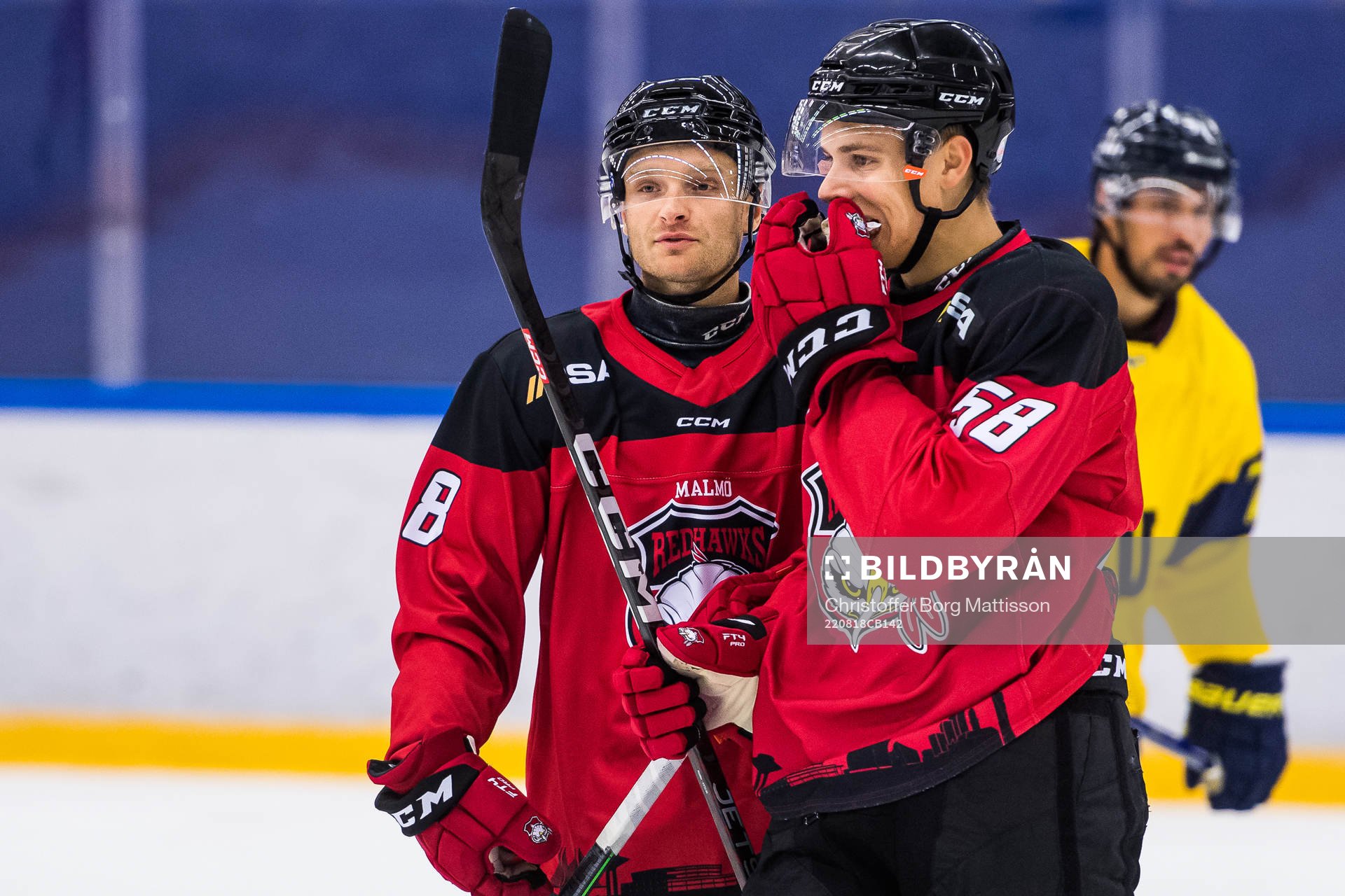 Malmö Redhawks Johan Olofsson och Noah Schalin