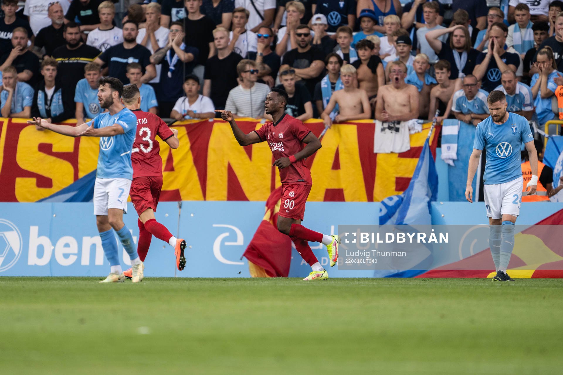 Leke James of Sivasspor celebrates