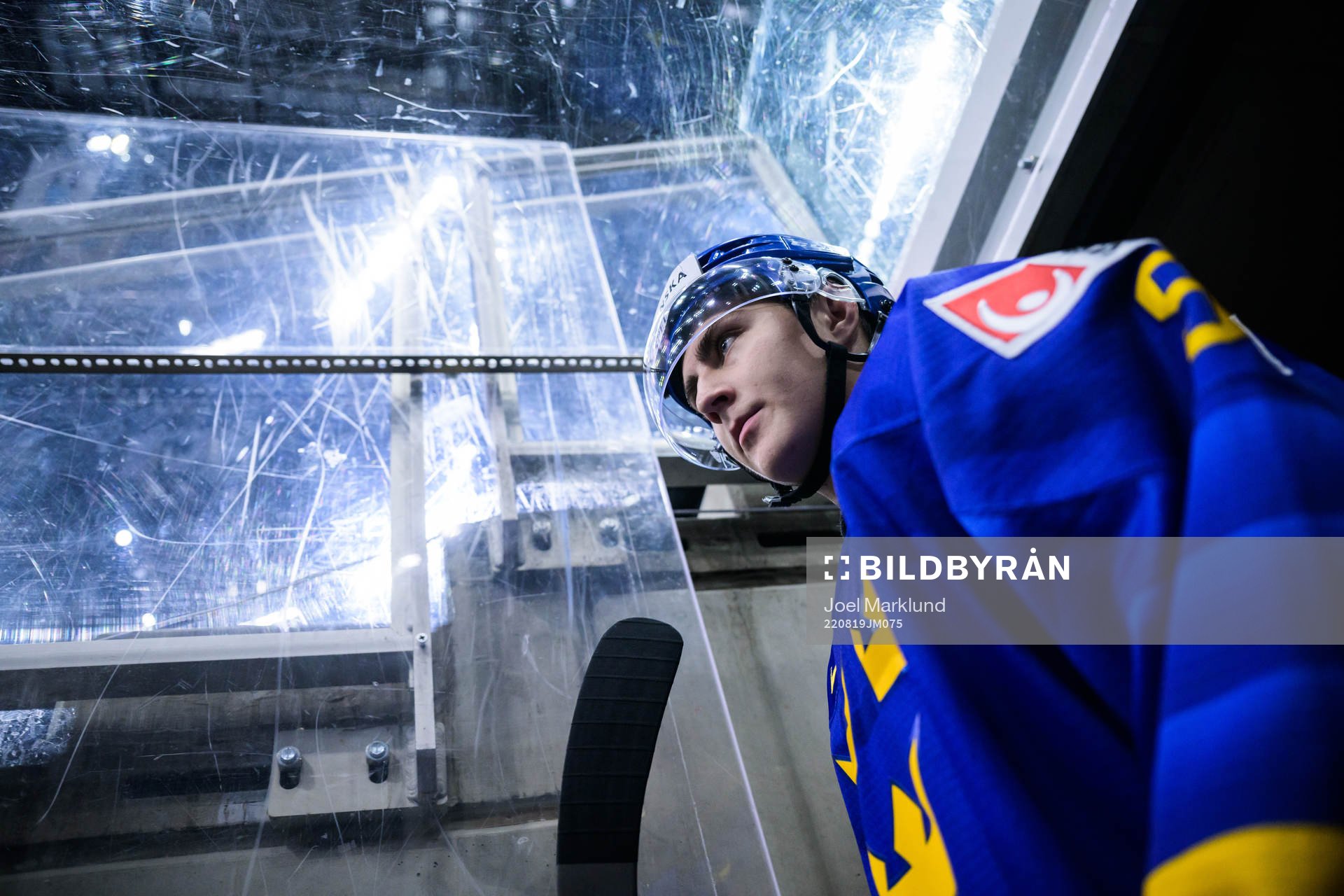 Daniel Ljungman of Sweden walks out to the ice for warm-up