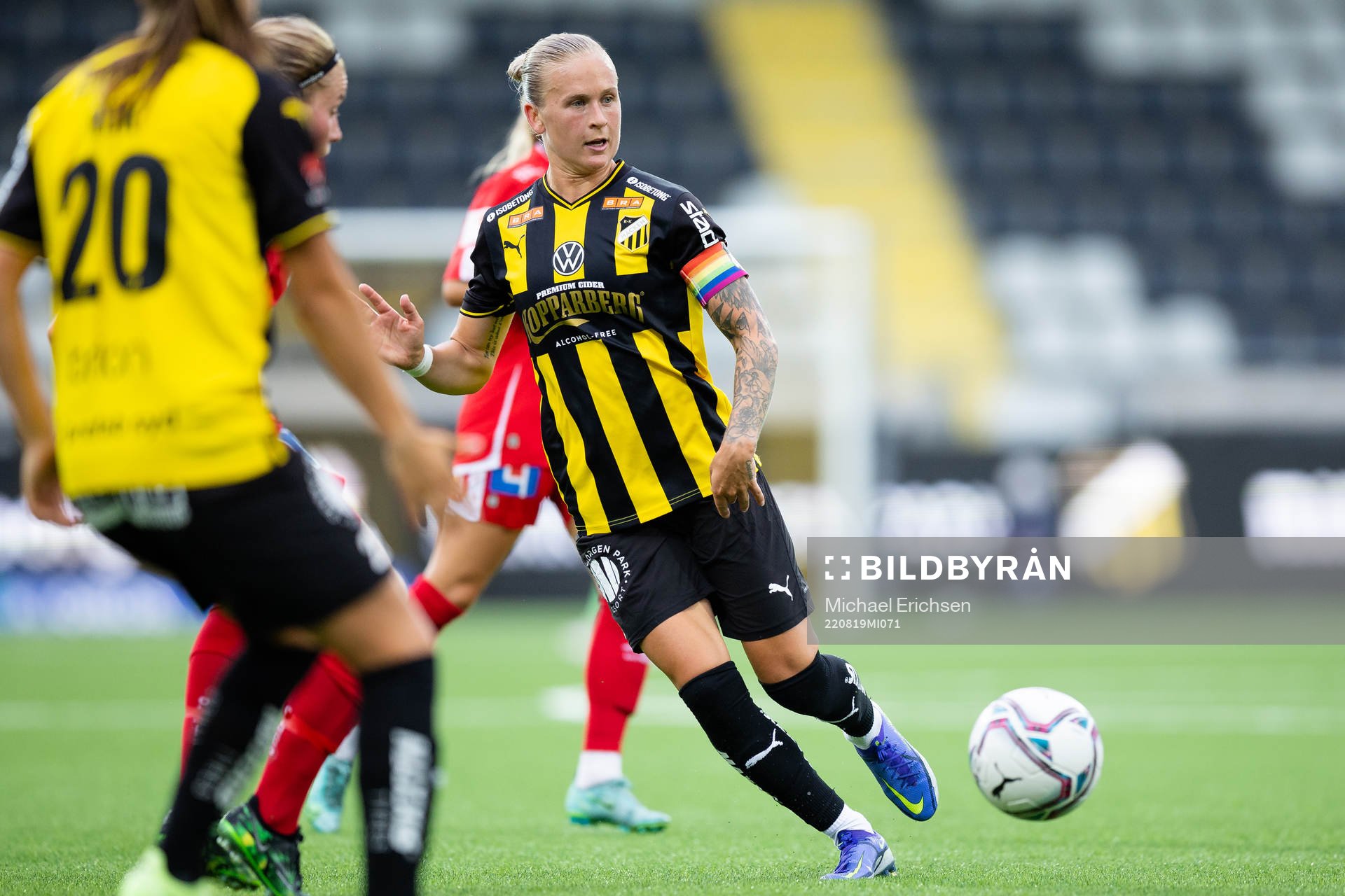 Häckens Filippa Curmark under fotbollsmatchen i Damallsvenskan mellan Häcken och Örebro den 19 augusti 2022 i Göteborg. 