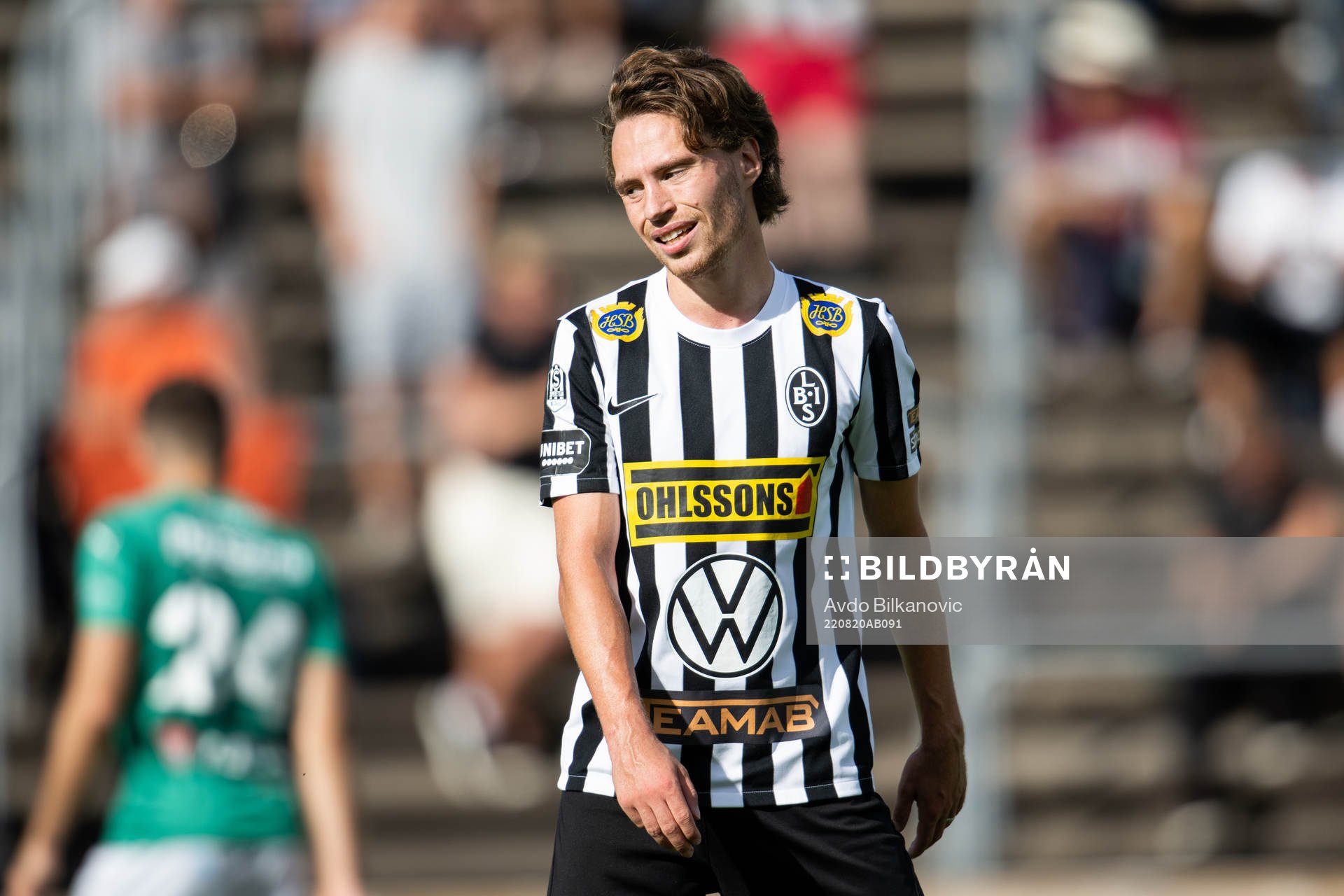 Landskronas Filip Ottosson under fotbollsmatchen i Superettan mellan Landskrona och Jönköpings Södra den 20 augusti 2022 i Landskrona.