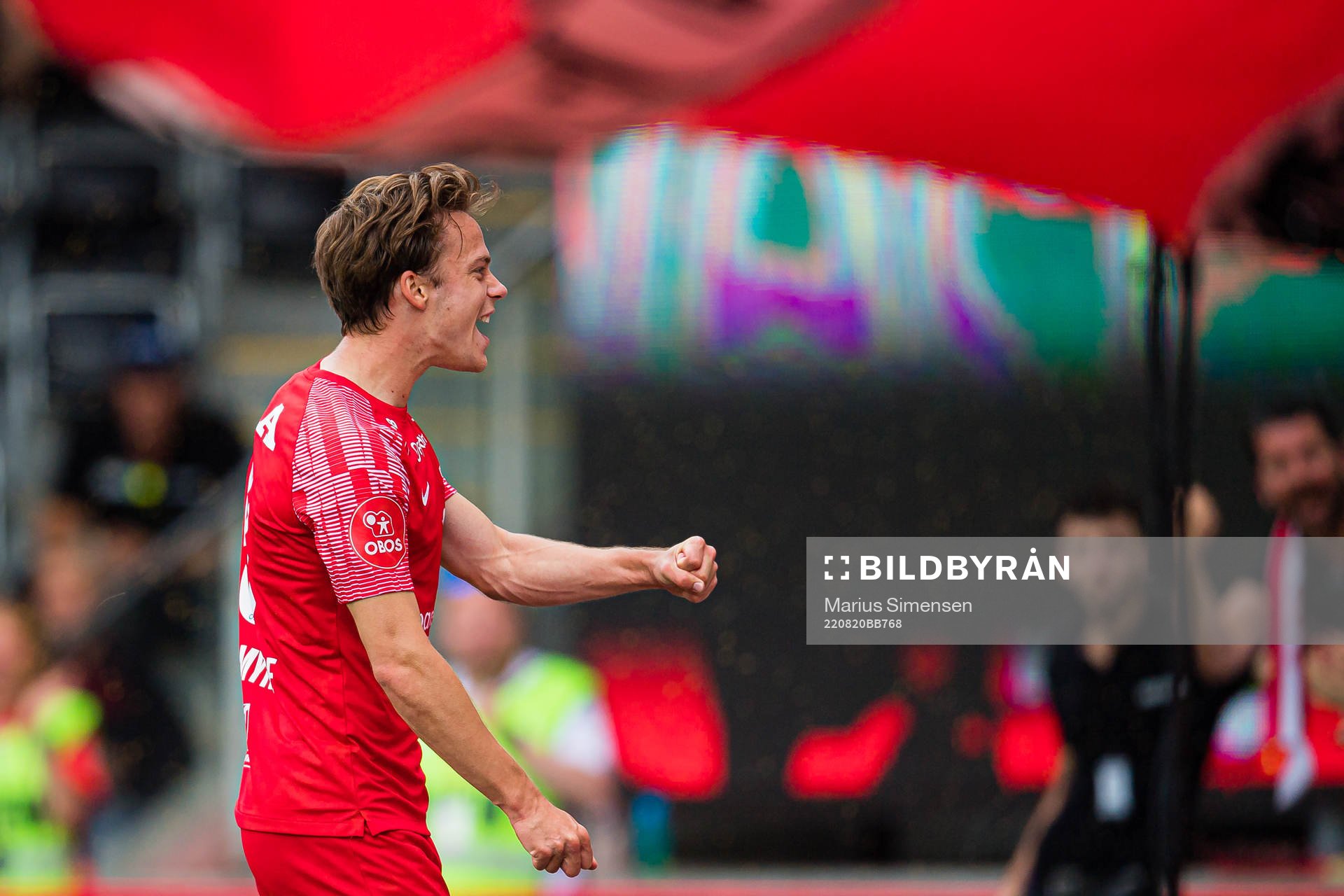 Felix Horn Myhre of Brann celebrates