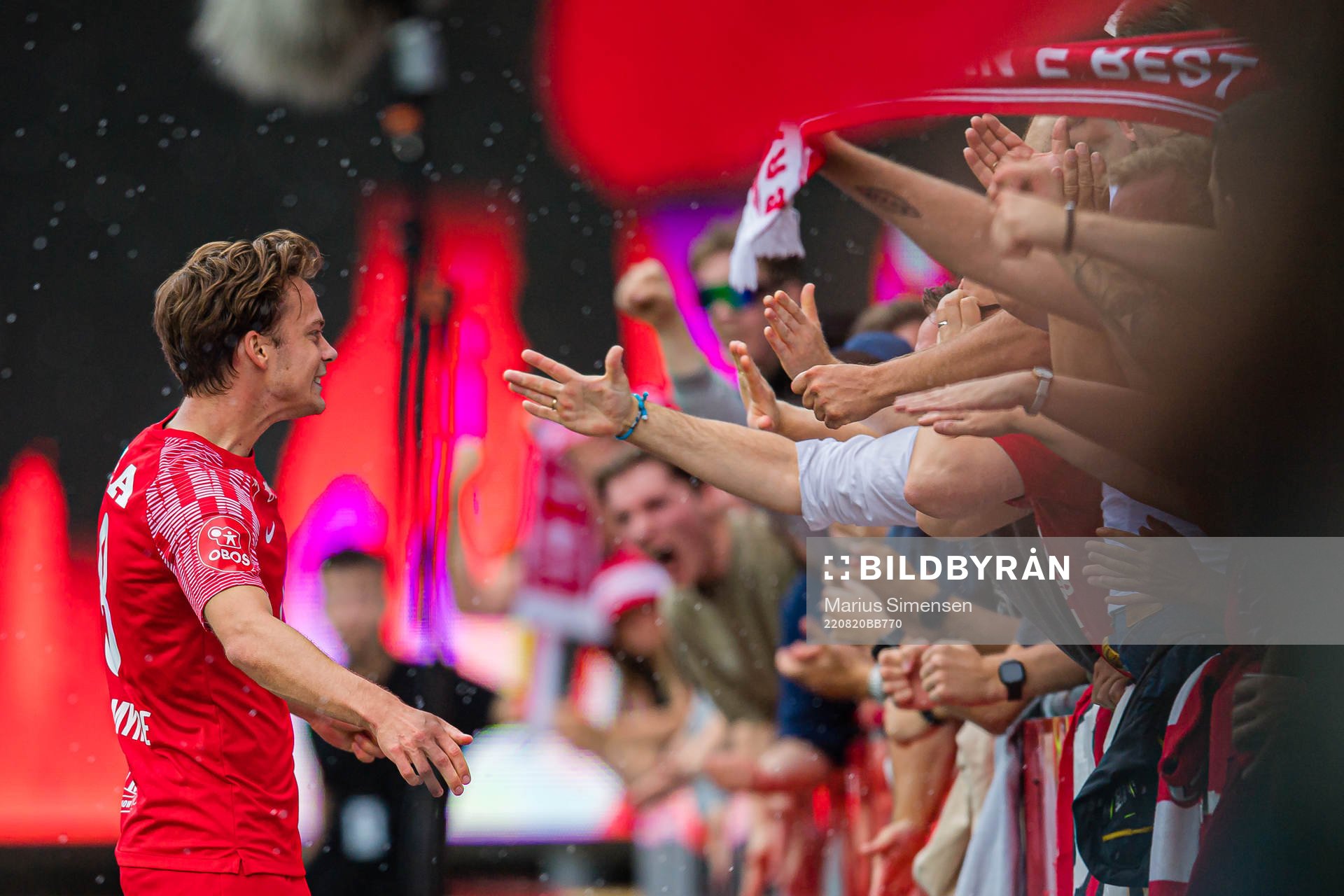 Felix Horn Myhre of Brann celebrates