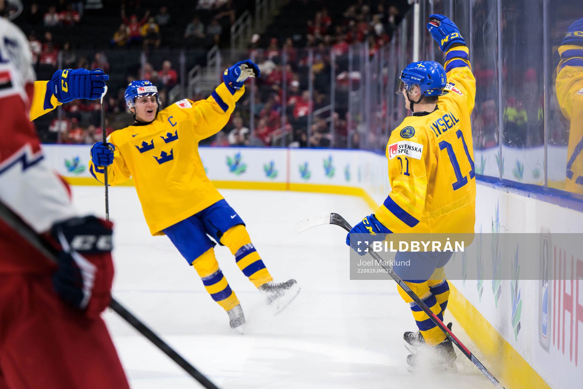 Emil Andrae and Fabian Lysell of Sweden celebrate