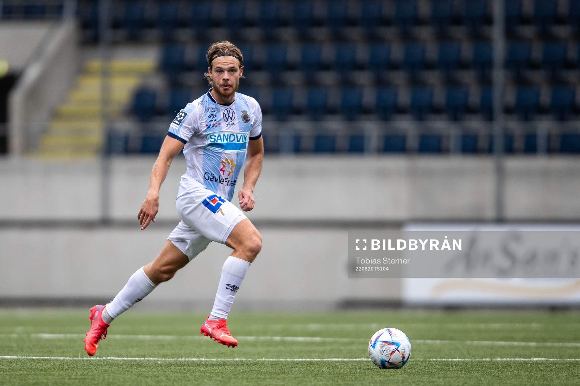 Gefles Daniel Eliasson under fotbollsmatchen i Ettan norra mellan Gefle och Sandviken den 20 augusti 2022 i Gävle. 