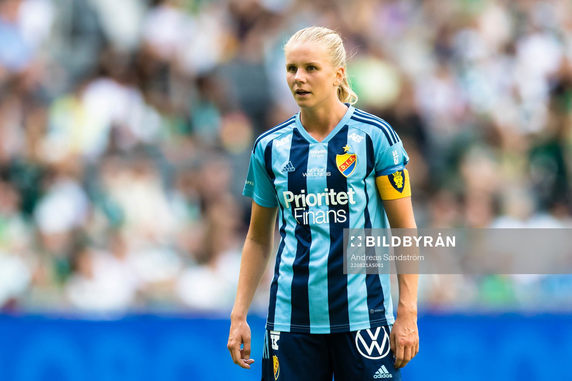 Djurgårdens Nellie Lilja under fotbollsmatchen i Damallsvenskan mellan Hammarby och Djurgården den 21 augusti 2022 i Stockholm. 