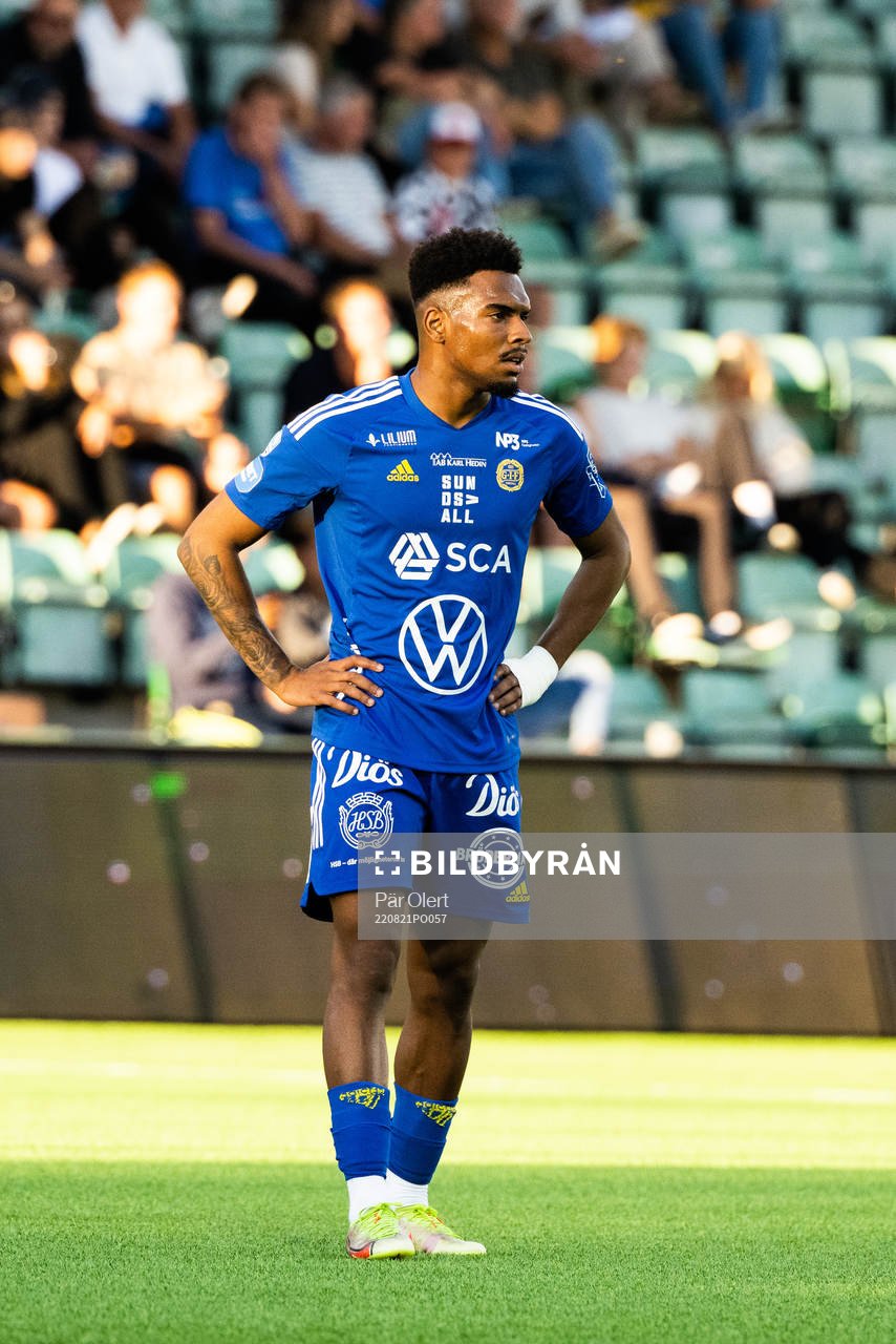 Sundsvalls Gabriel Venceslau Fernandes Castro under fotbollsmatchen i Allsvenskan mellan GIF Sundsvall och Helsingborg den 21 augusti 2022 i Sundsvall. 