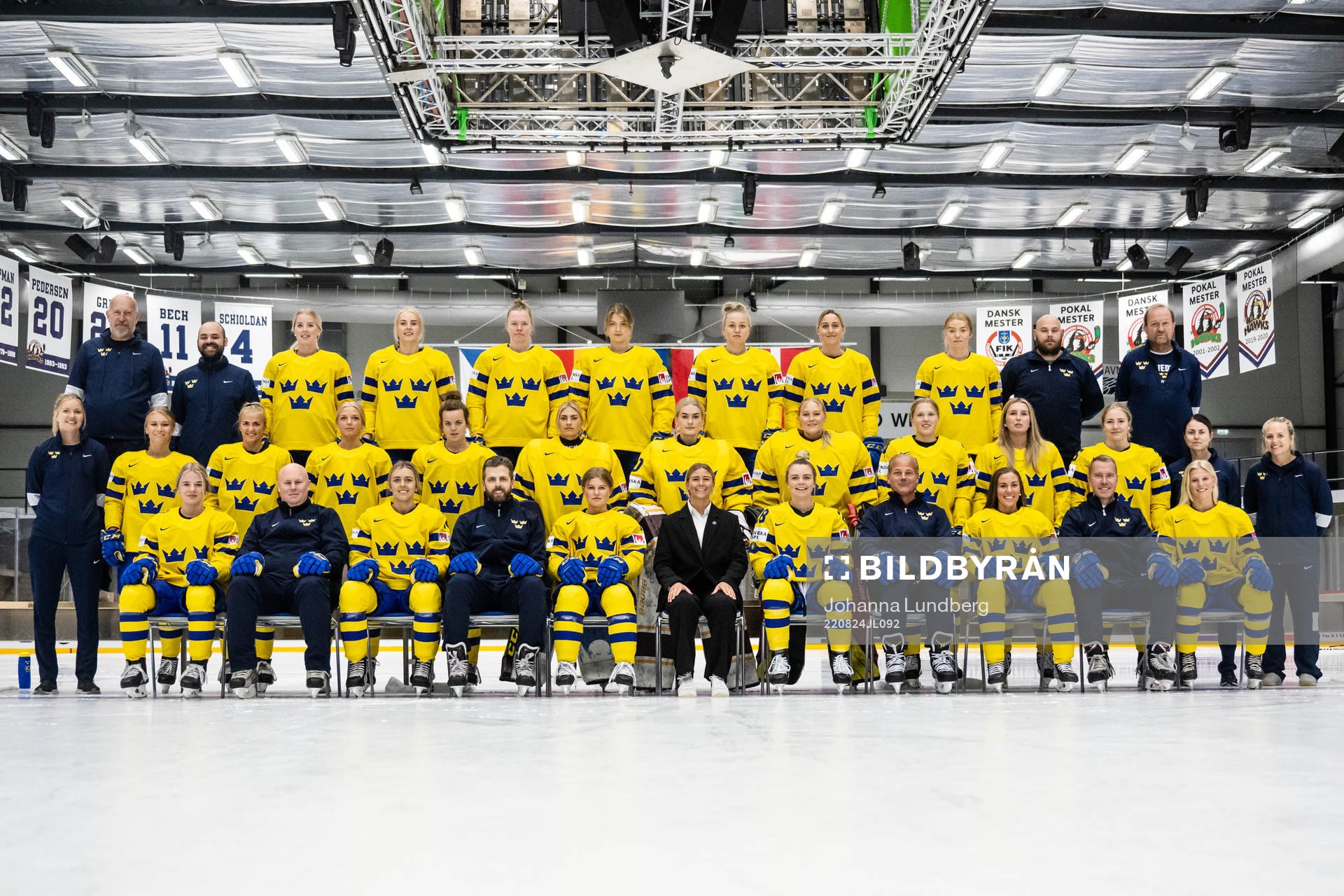 Players and team staff of Sweden pose for a team photo