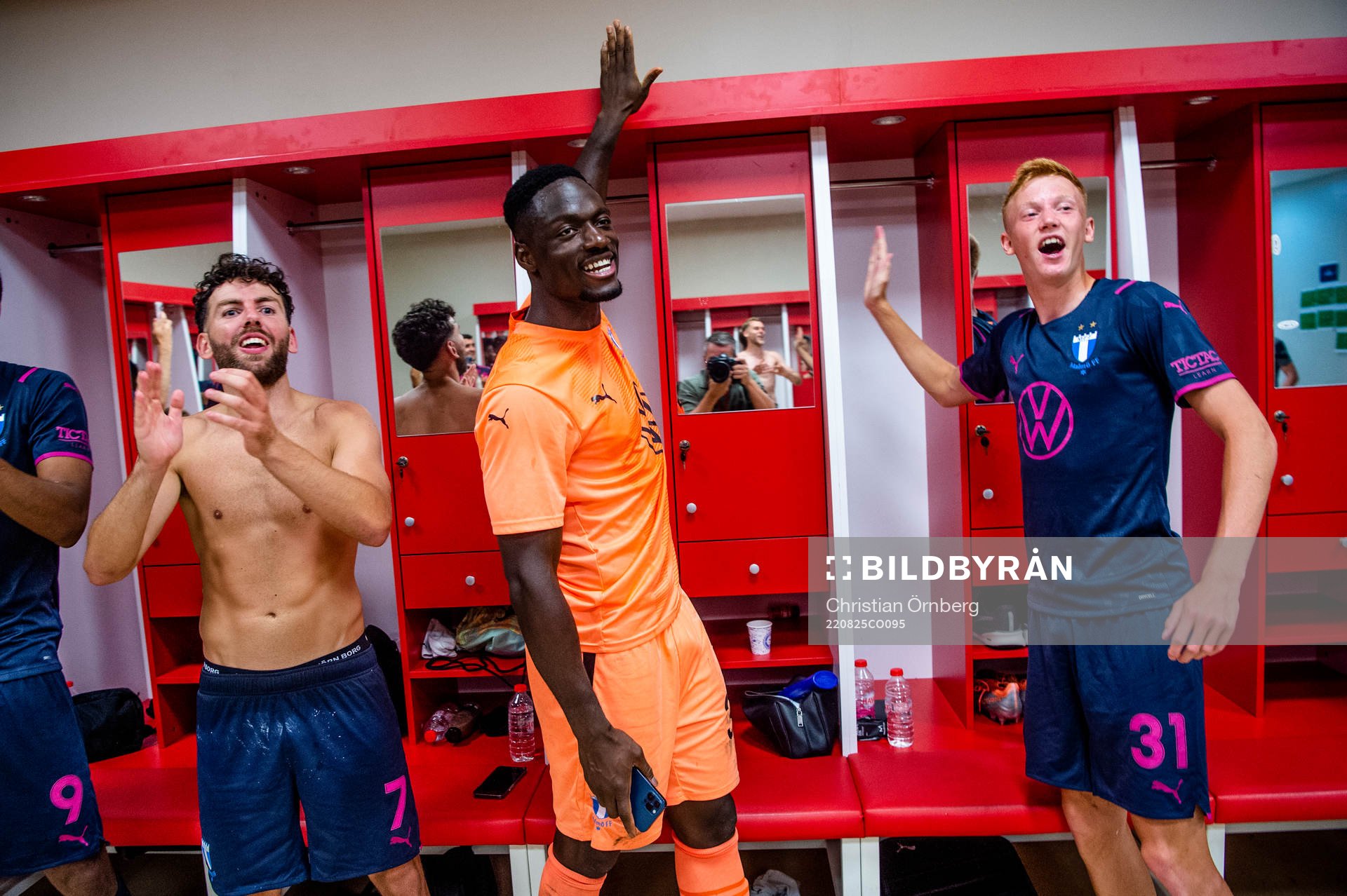 Erdal Rakip, goalkeeper Ismael Diawara and Hugo Larsson