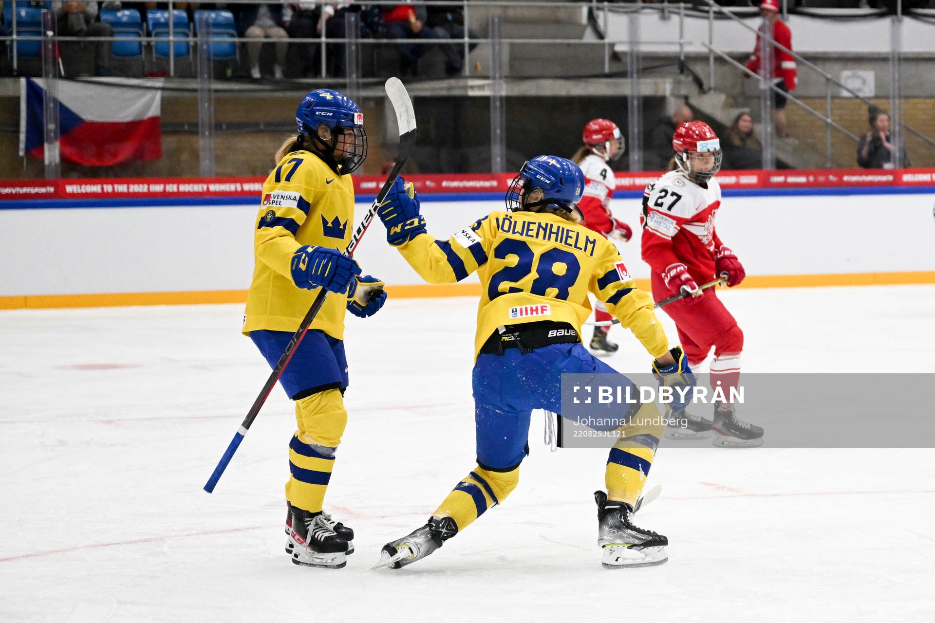 Sofie Lundin and Michelle Löwenhielm of Sweden  celebrate