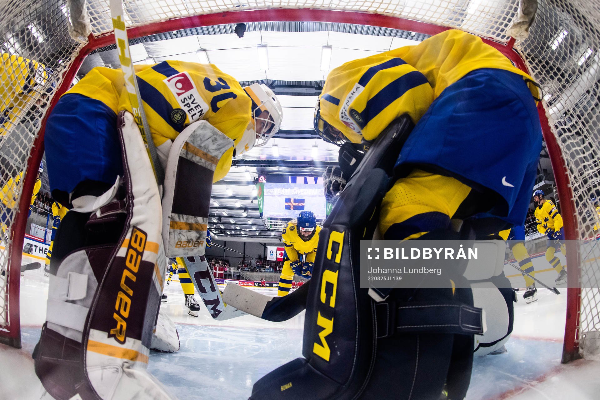 goaltender Emma Söderberg, Olivia Carlsson and goaltender