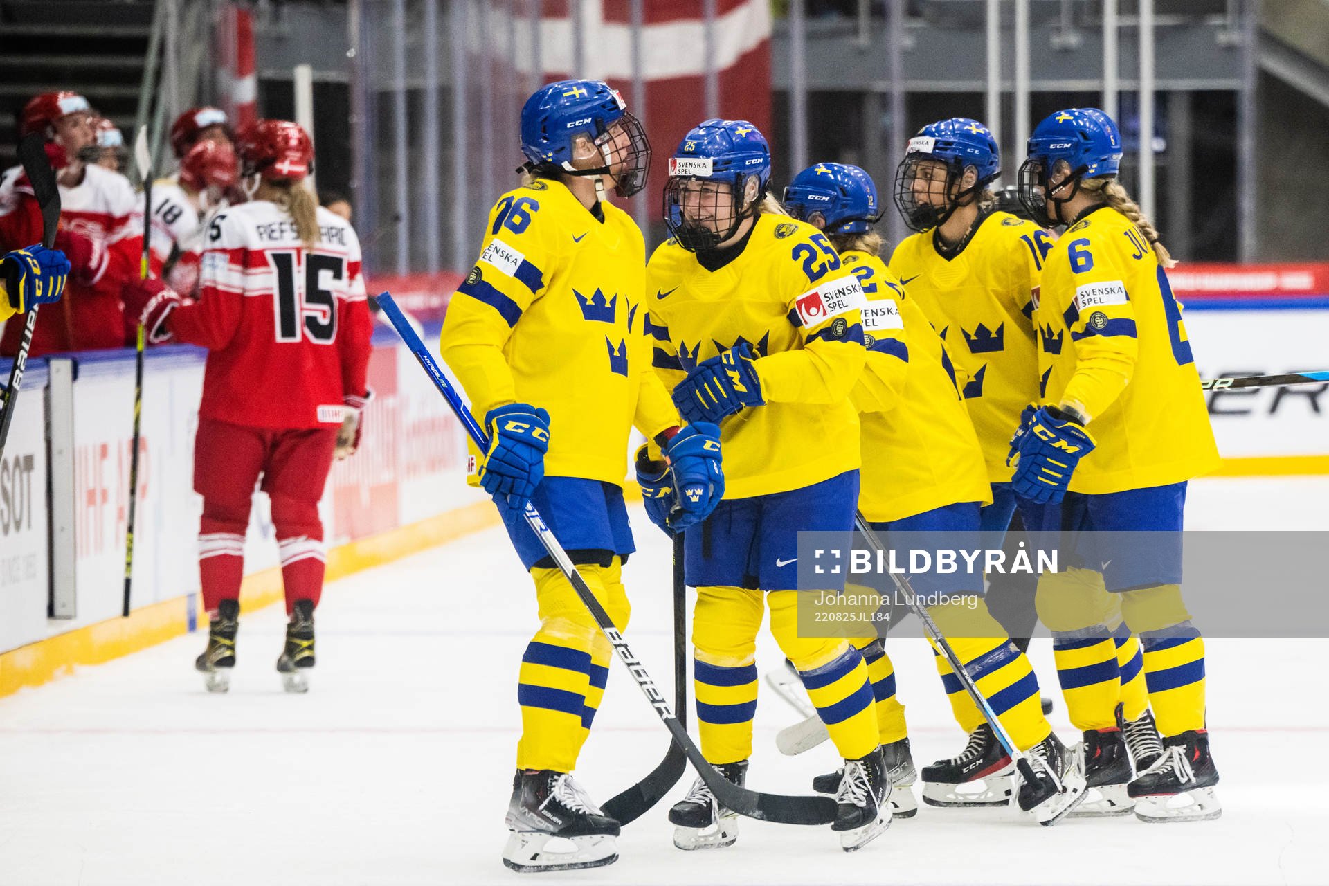 Hanna Olsson and Lina Ljungblom of Sweden celebrate
