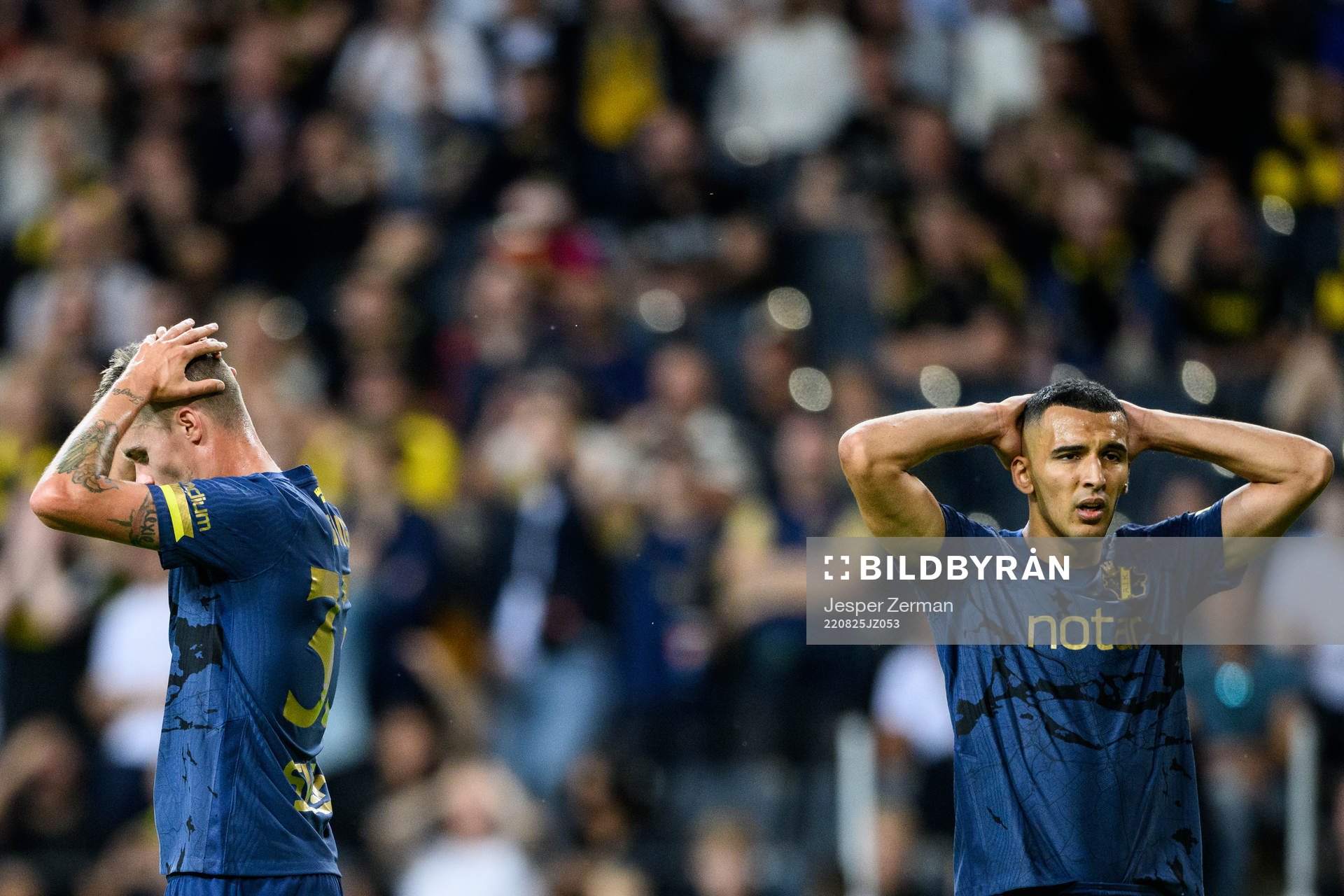 Mikael Lustig and Nabil Bahoui of AIK look dejected