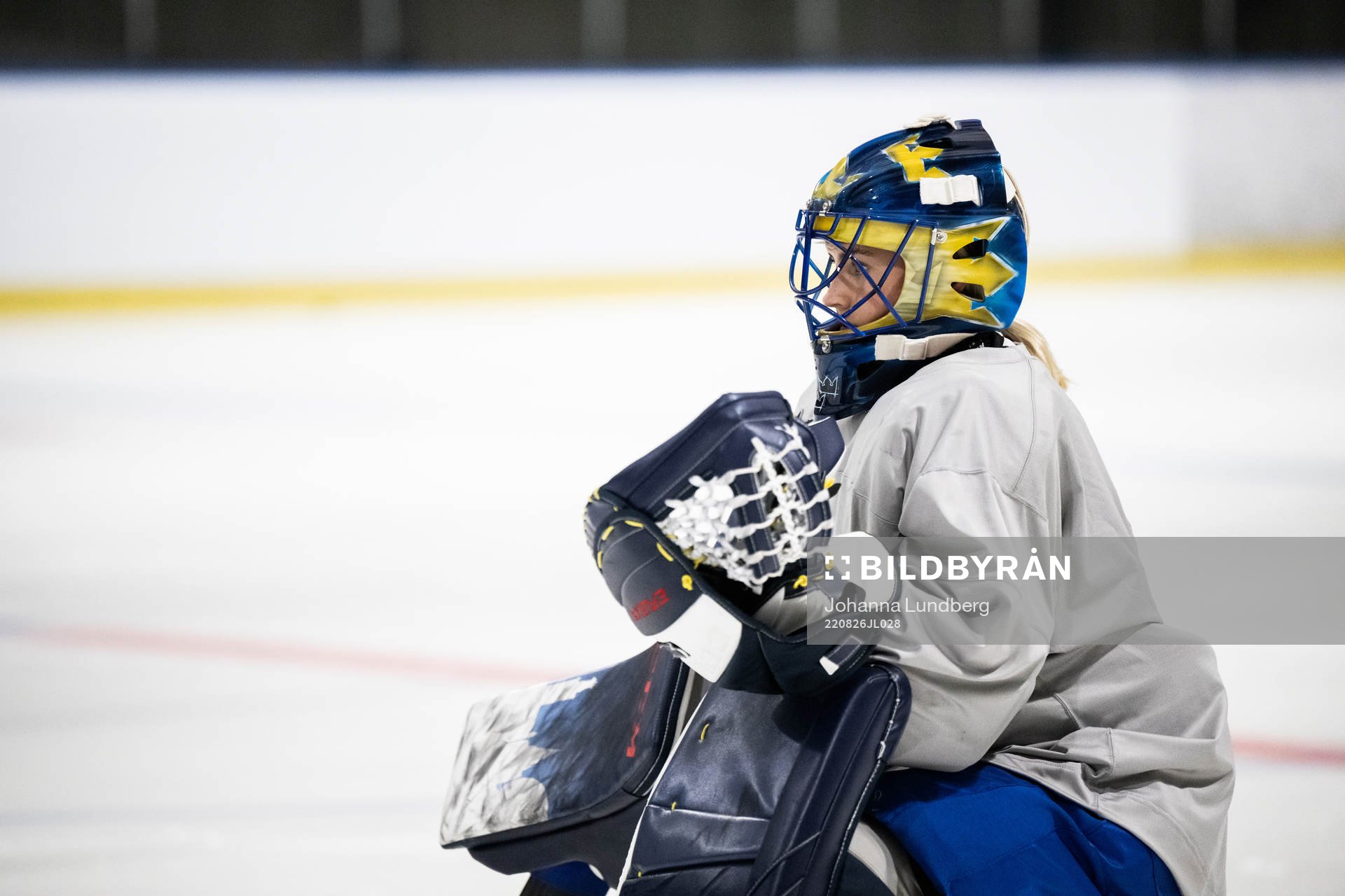 goaltender Ida Boman of Sweden at a practice session
