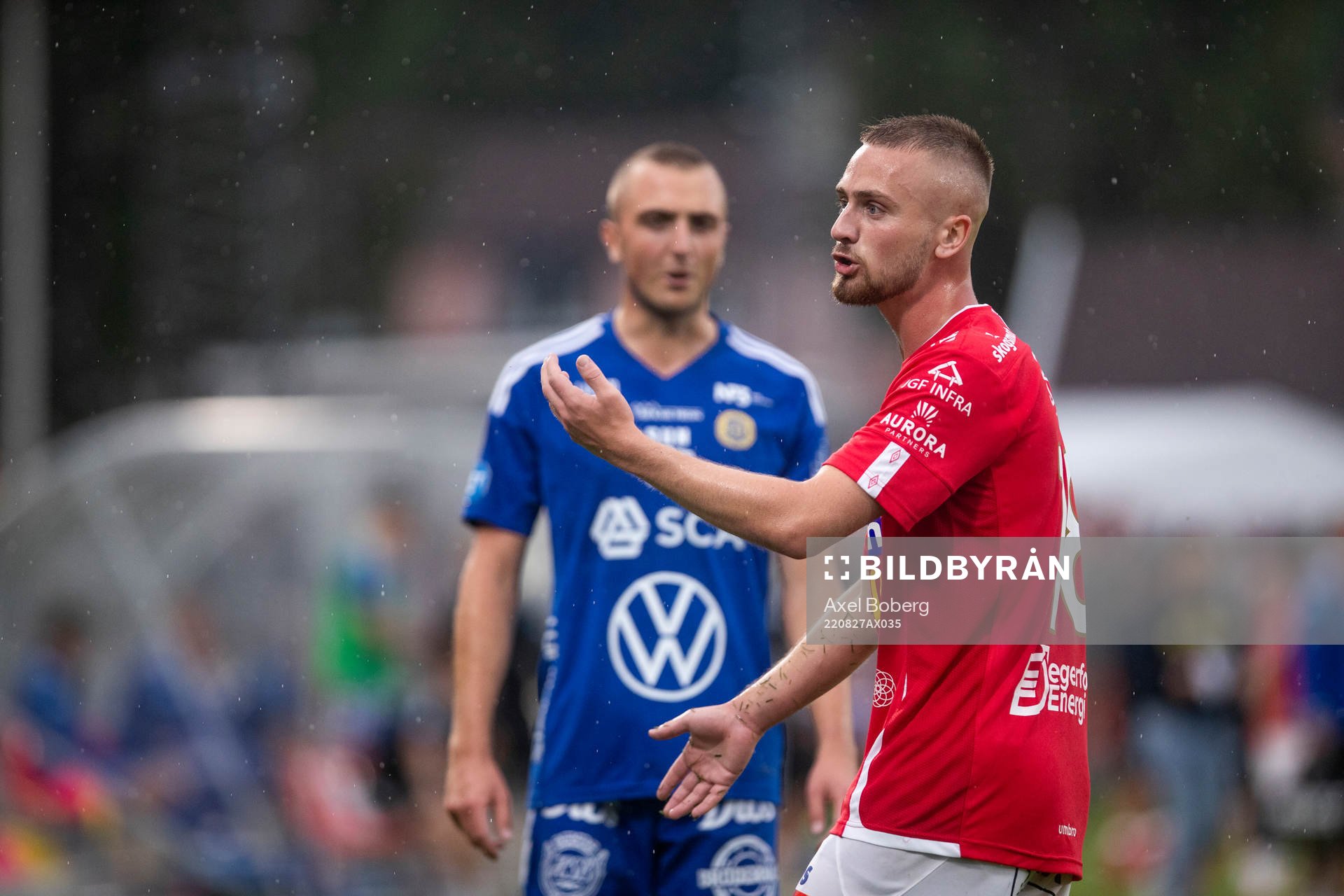 Degerfors Albin Mörfelt reagerar under fotbollsmatchen i Allsvenskan mellan Degerfors och GIF Sundsvall den 27 augusti 2022 i Degerfors. 