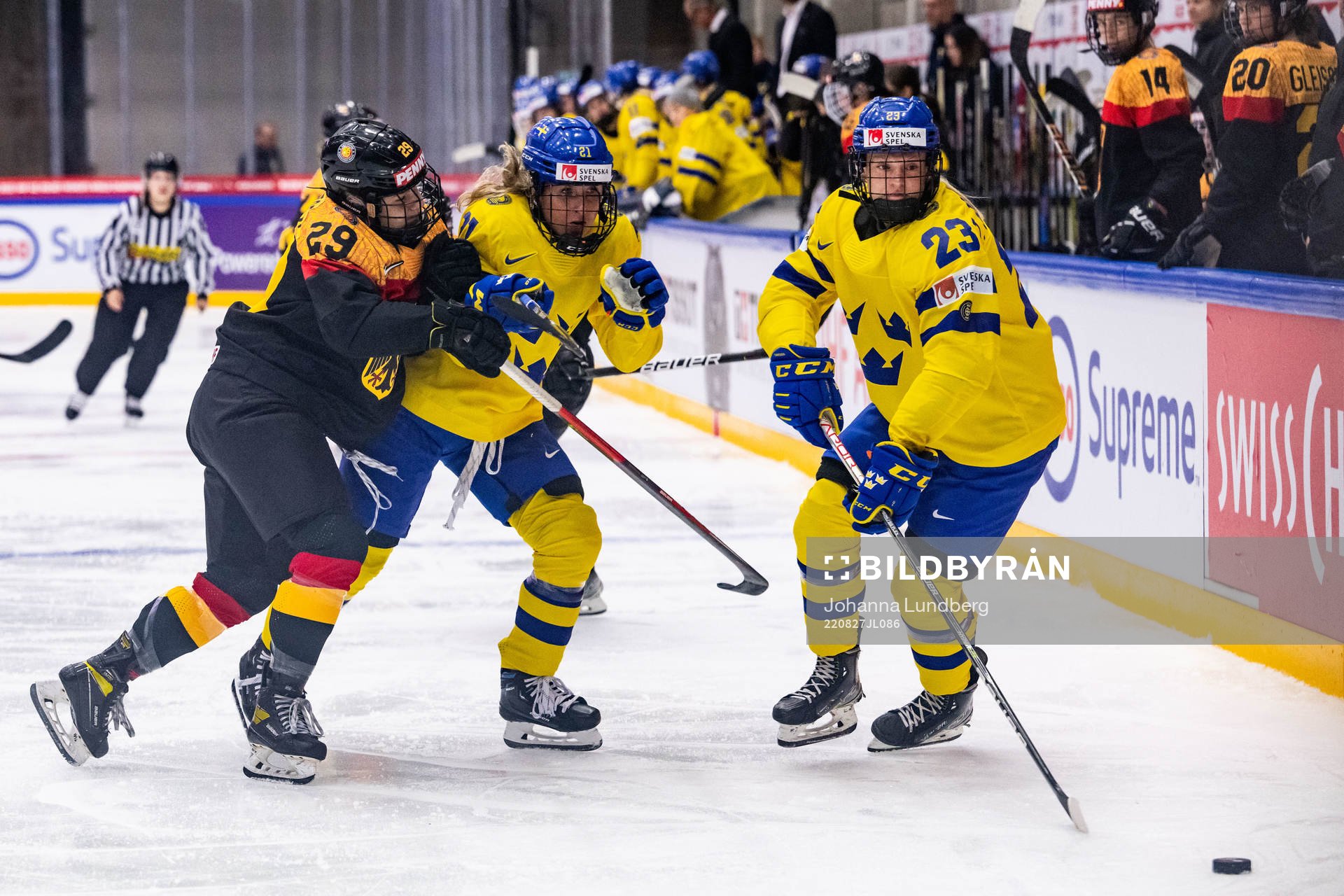 Nina Christof of Germany, Celine Tedenby and Thea Johansson