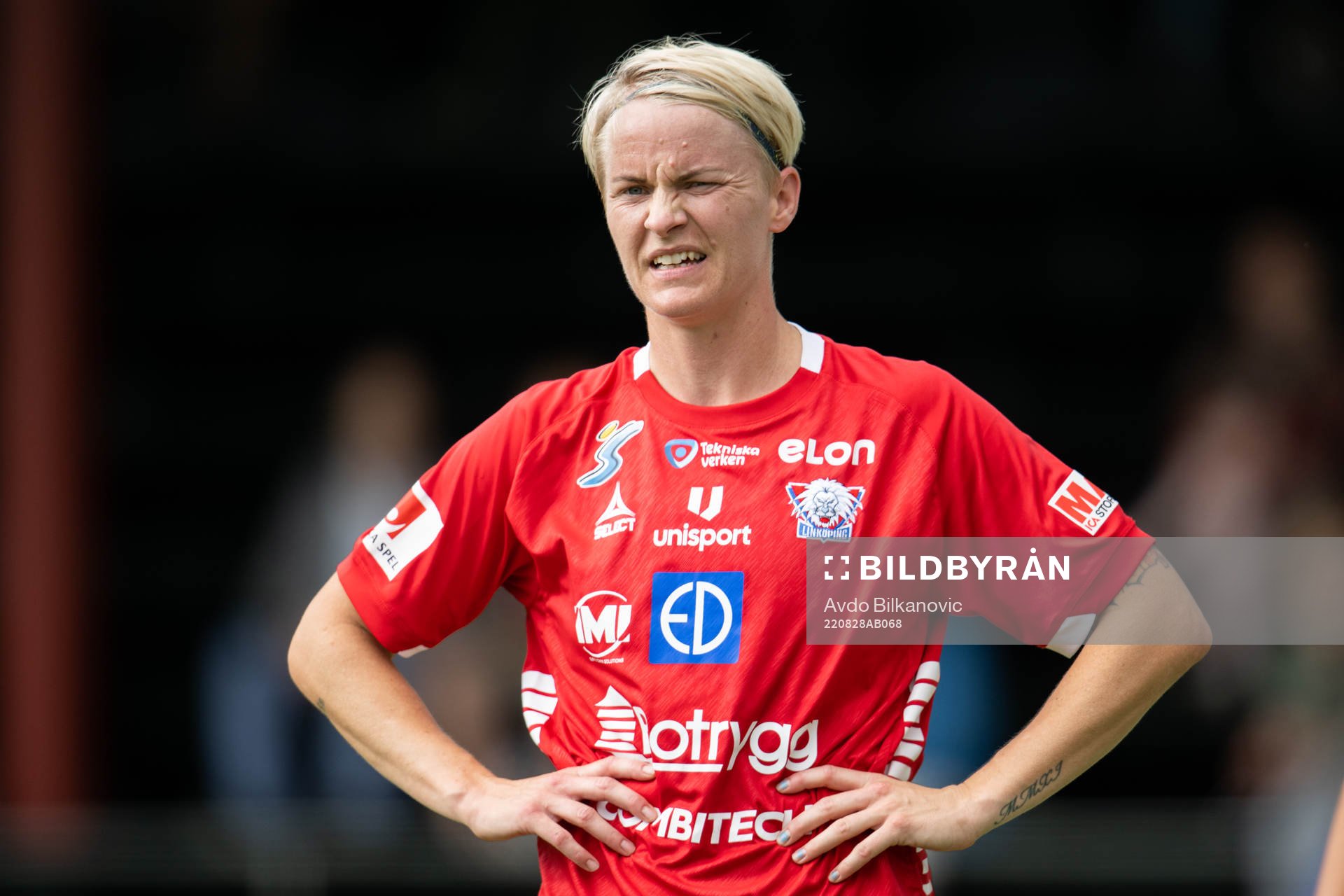 Linköpings Nilla Fischer under fotbollsmatchen i Damallsvenskan mellan FC Rosengård och Linköping den 28 augusti 2022 i Malmö. 
