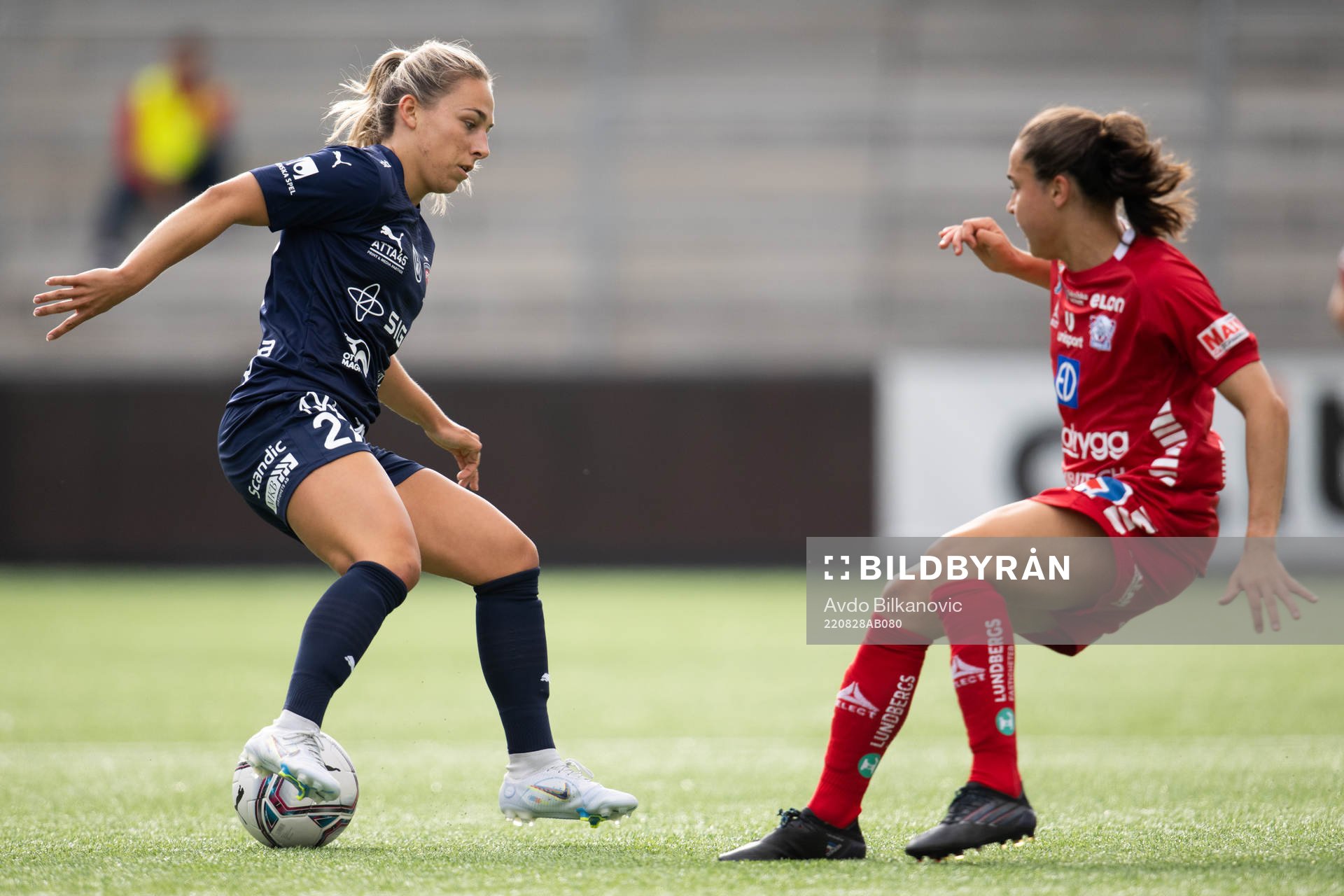 Rosengårds Gina Chmielinski under fotbollsmatchen i Damallsvenskan mellan FC Rosengård och Linköping den 28 augusti 2022 i Malmö.