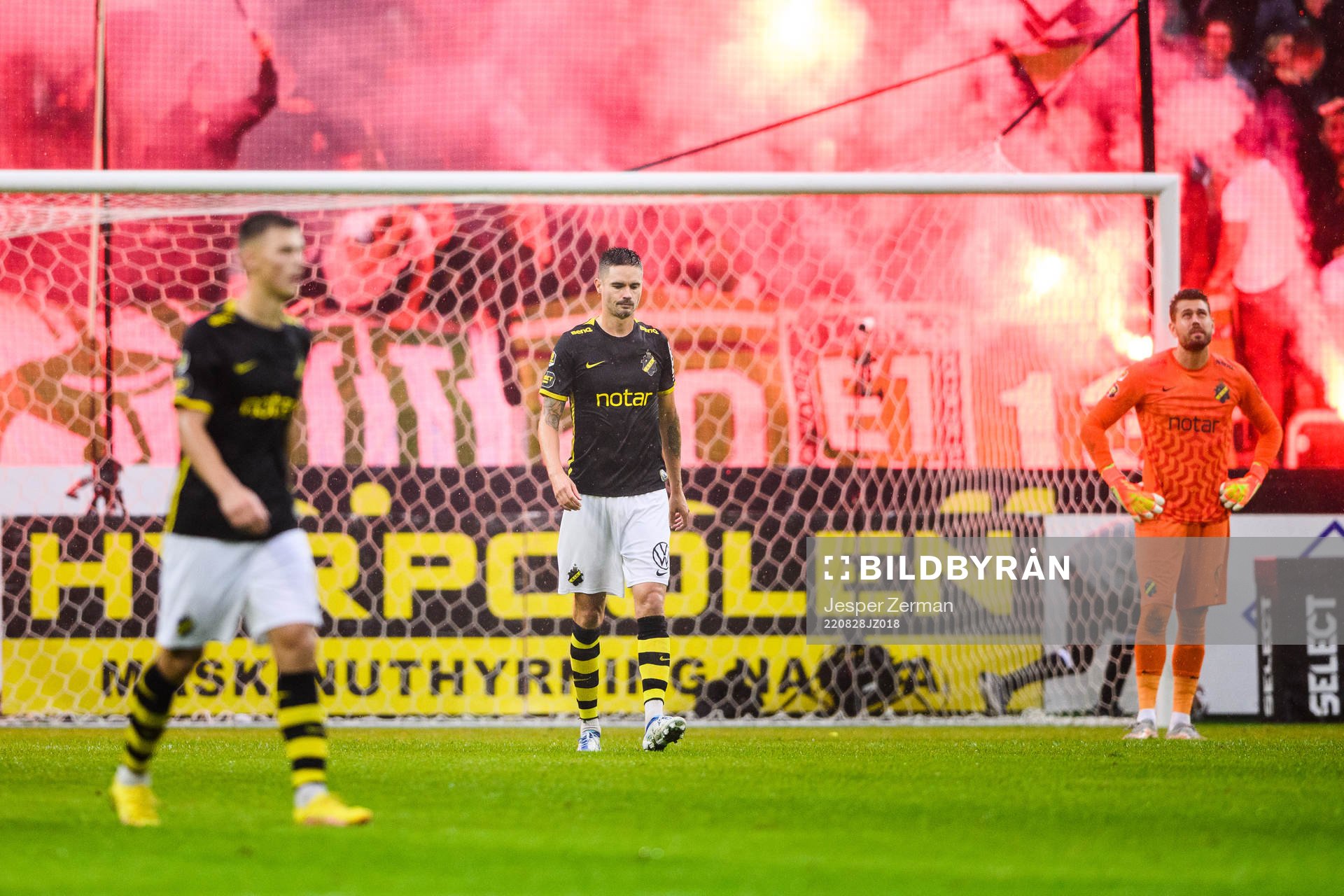 AIKs Erik Ring, Mikael Lustig och målvakt Kristoffer