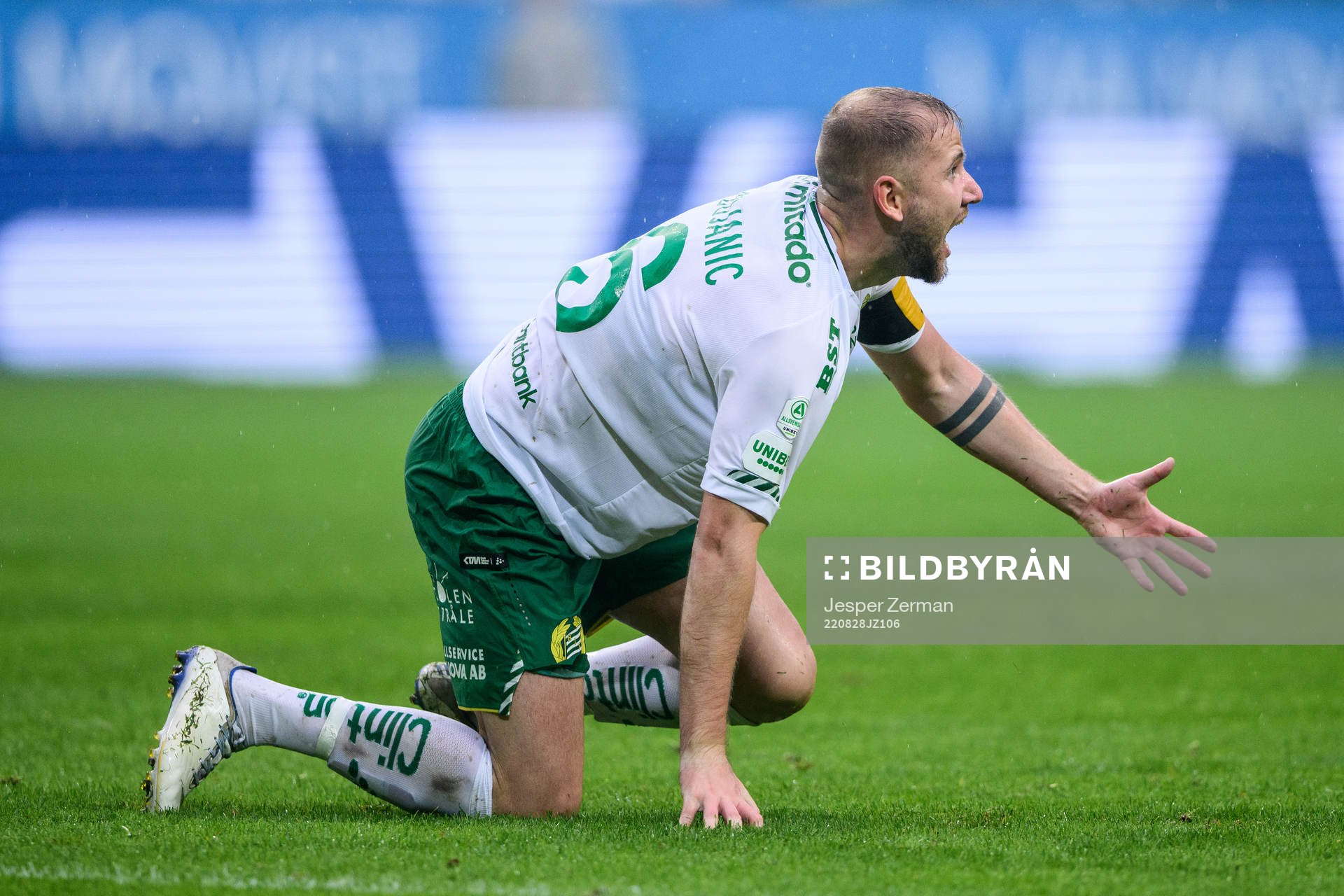 Hammarbys Darijan Bojanic reagerar