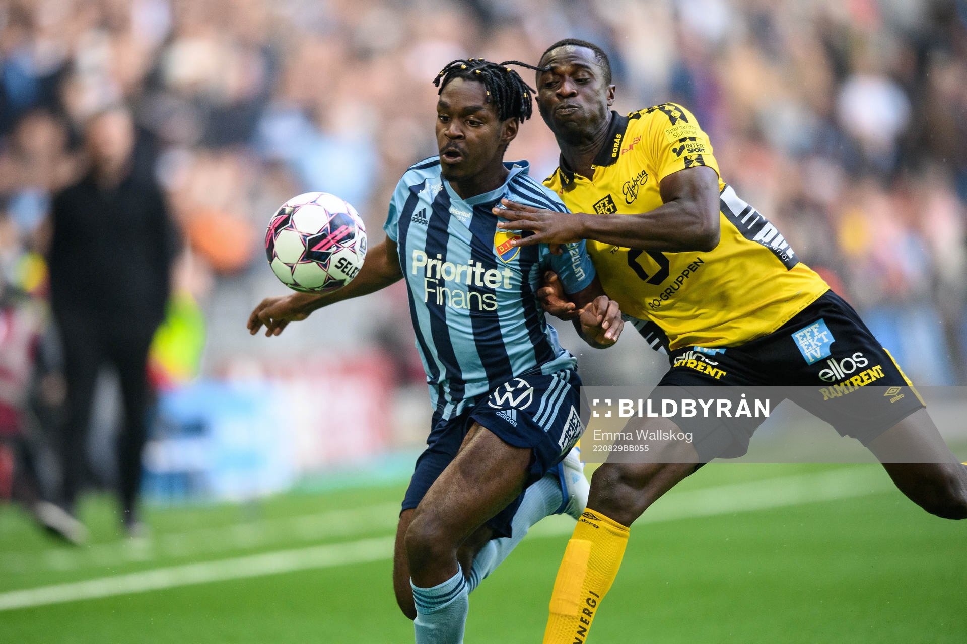 Djurgårdens Joel Asoro och Elfsborgs Maudo Lamine Jarjue