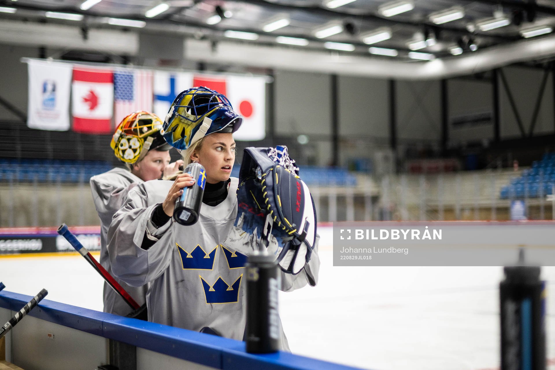 goaltender Ida Boman of Sweden at a practice session