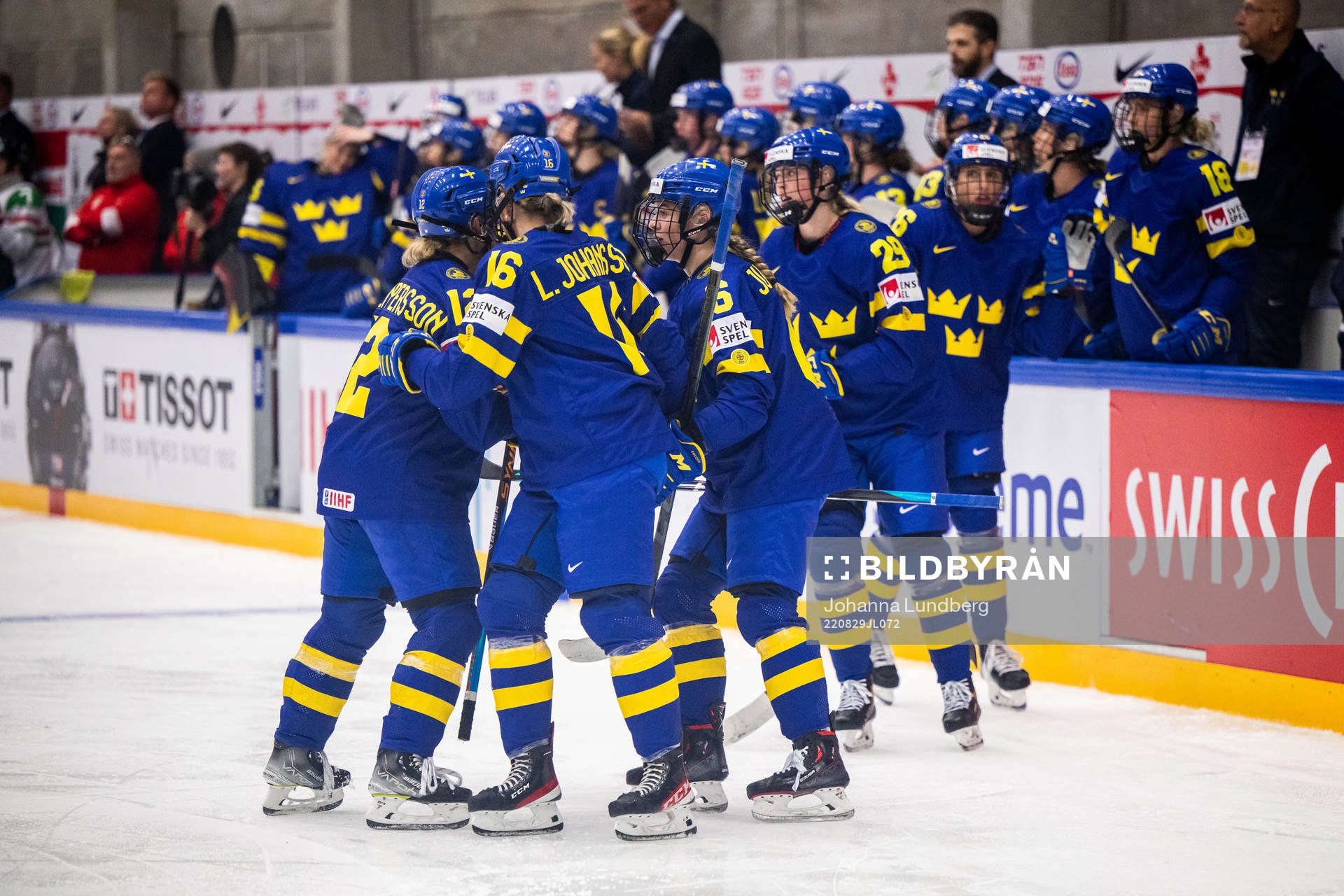Maja Nylén-Persson of Sweden celebrate with teammates