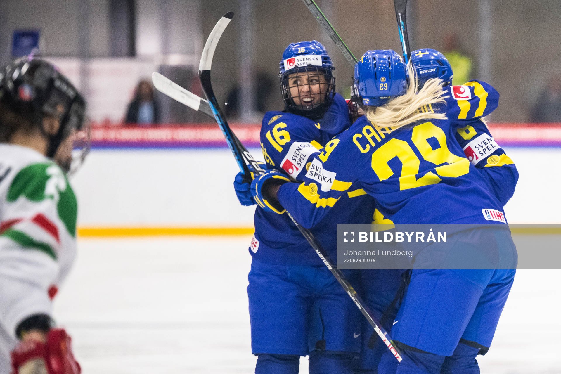 Linnea Johansson of Sweden celebrates