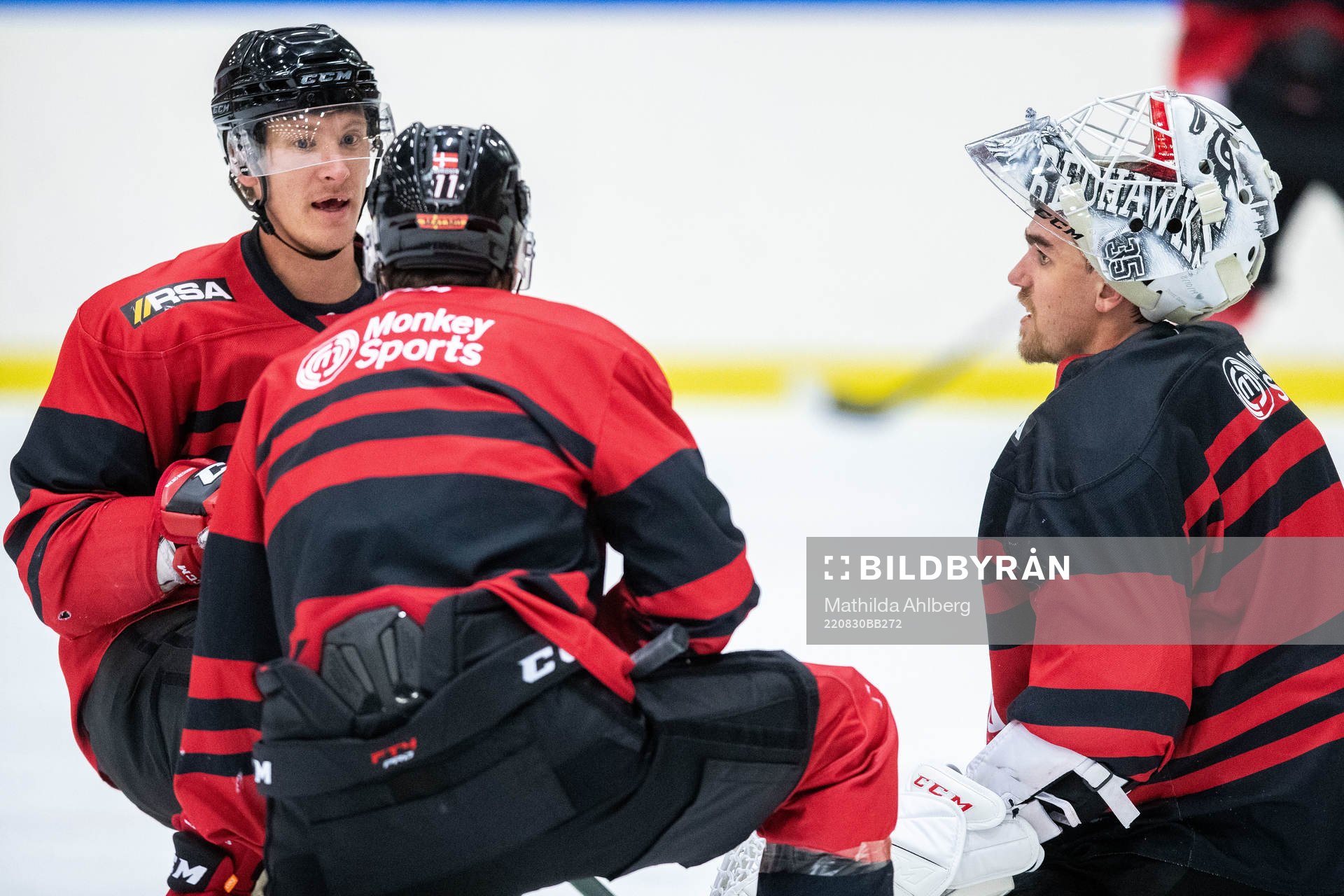 Emil Sylvegård, Markus Lauridsen och målvakt Adam Werner