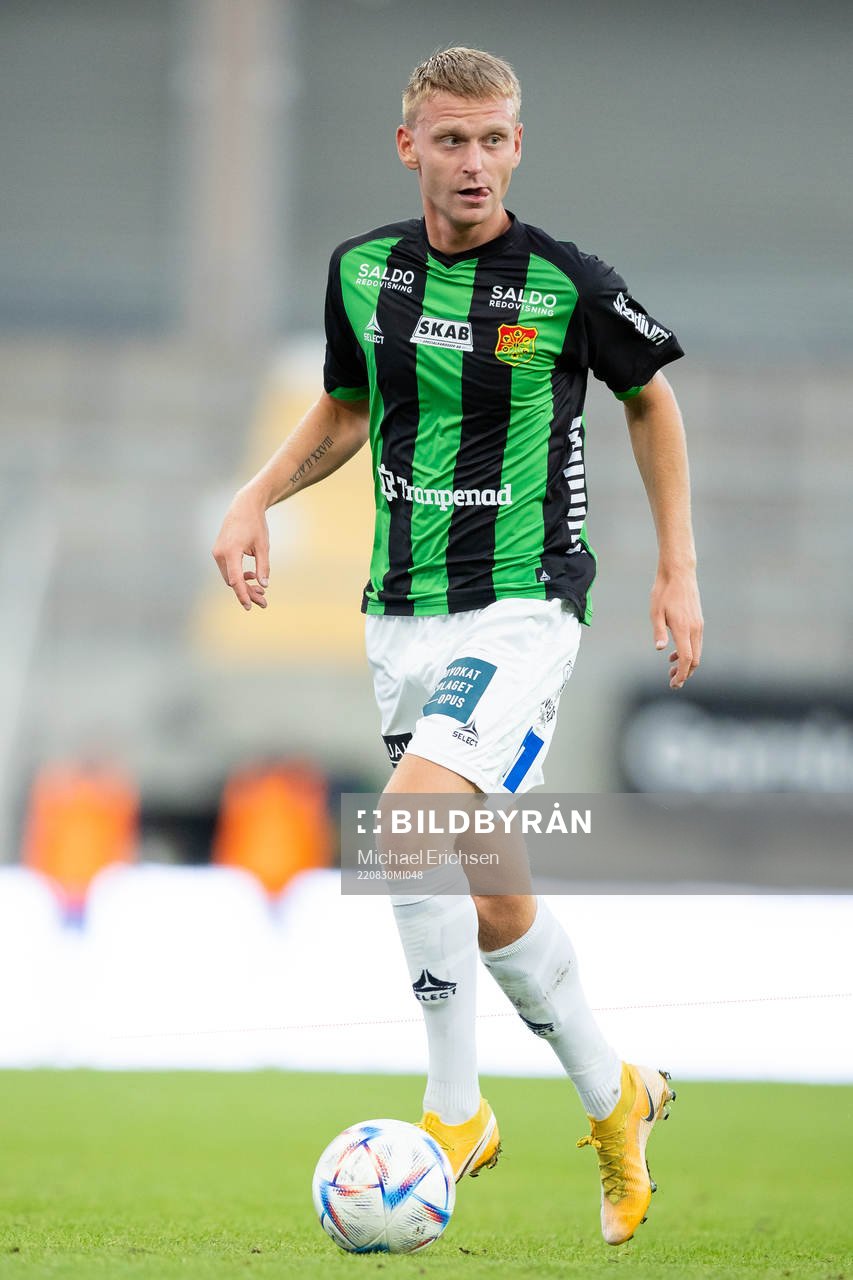 GAIS Joackim Åberg under fotbollsmatchen i Svenska Cupen mellan GAIS och Värnamo den 30 augusti 2022 i Göteborg. 