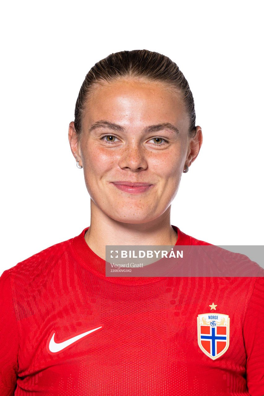 Marthine Østenstad of the Norwegian women’s national football team poses for a portrait on August 29, 2022 in Oslo. 