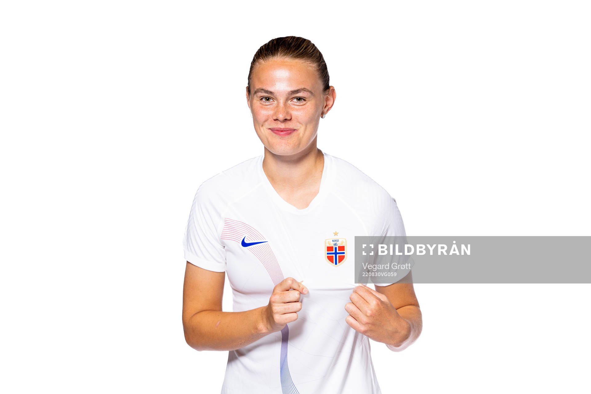 Marthine Østenstad of the Norwegian women’s national football team poses for a portrait on August 29, 2022 in Oslo. 
