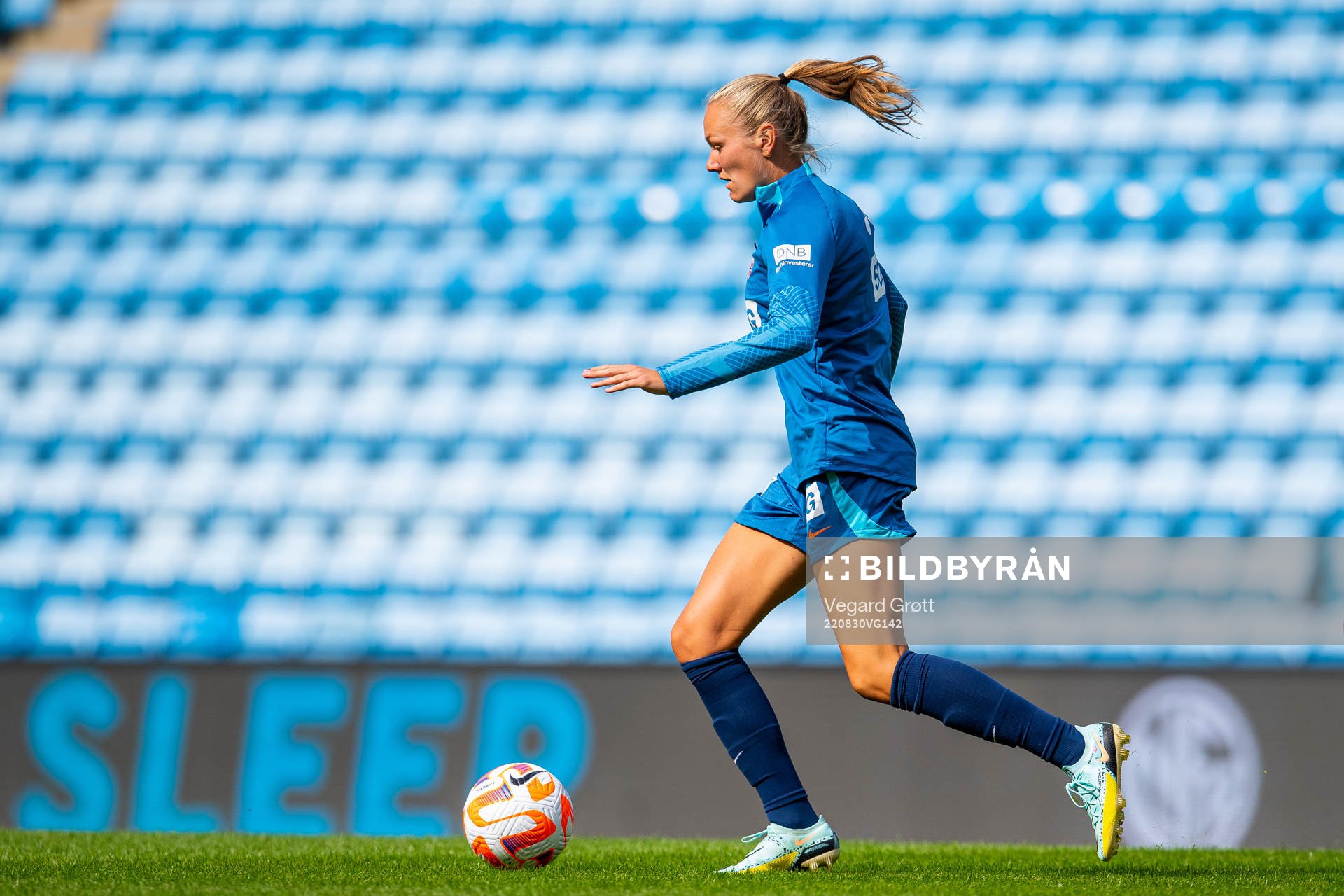 Frida Maanum of the Norwegian women's national football team during a training session on August 30, 2022 in Oslo. 