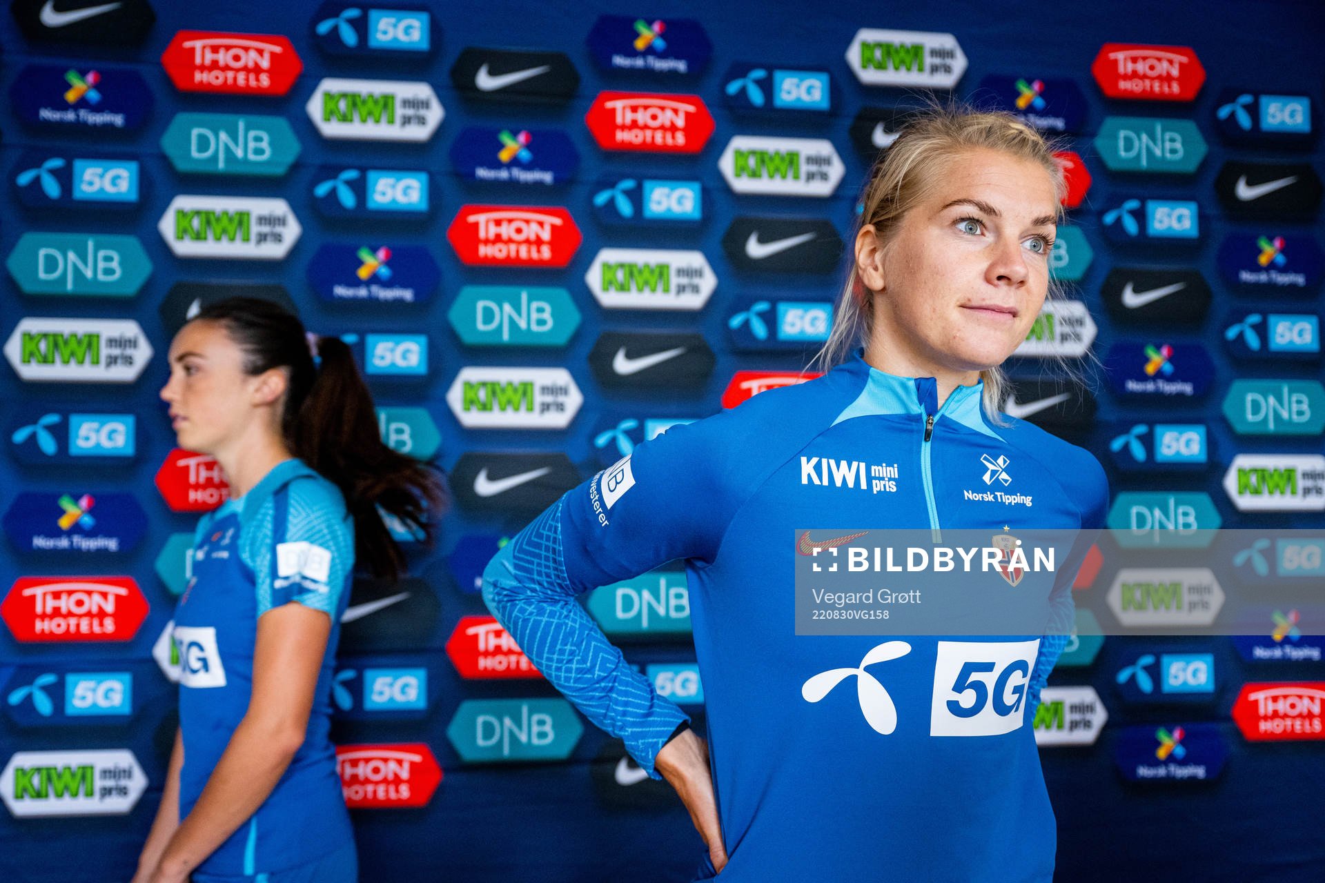 Ada Hegerberg and Ingrid Syrstad Engen of the Norwegian