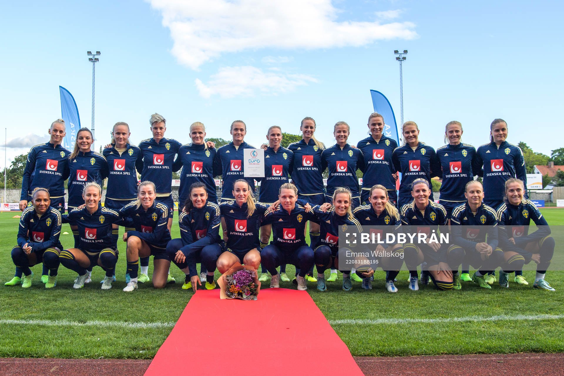 Players of the Swedish women's national football team pose