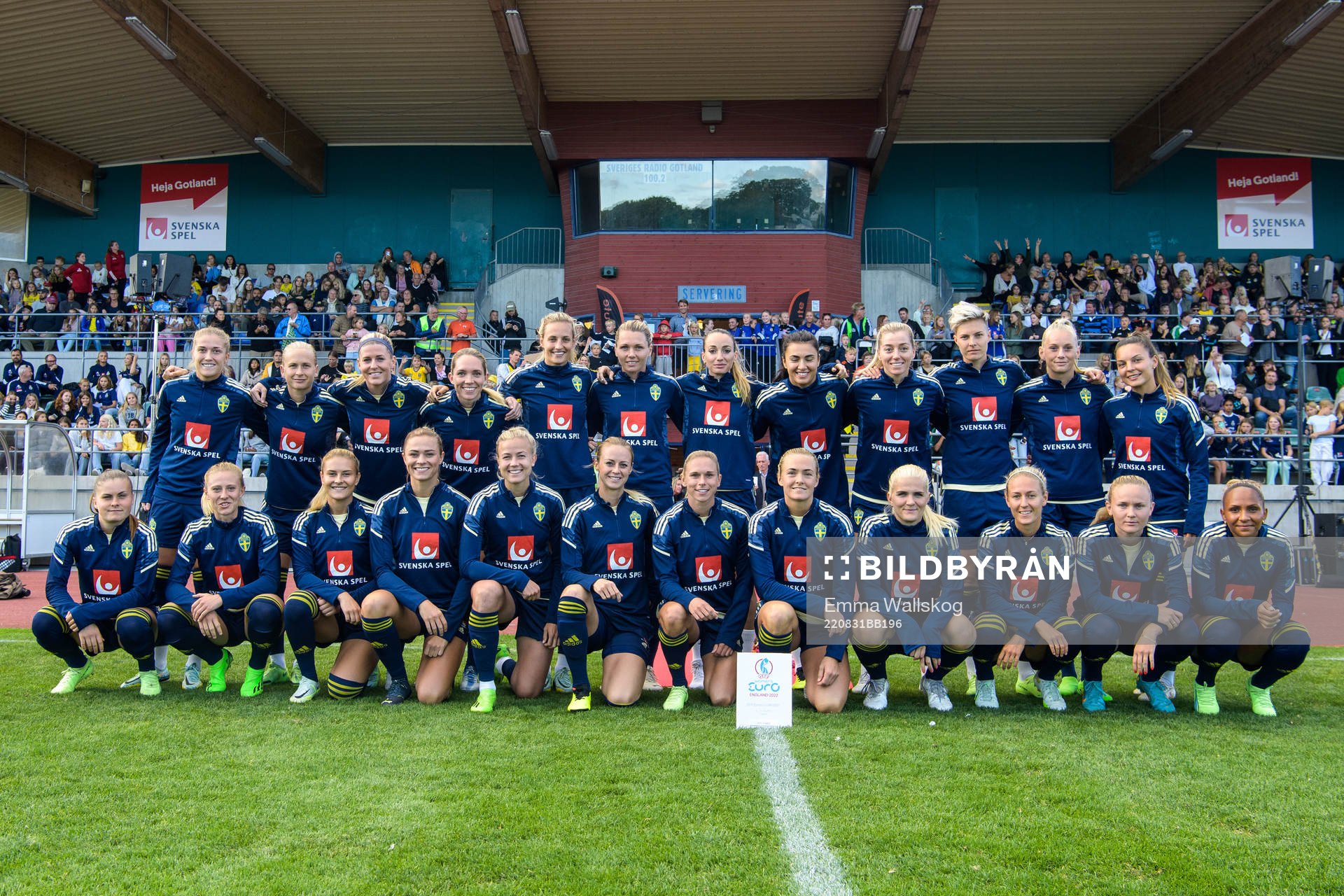 Players of the Swedish women's national football team pose