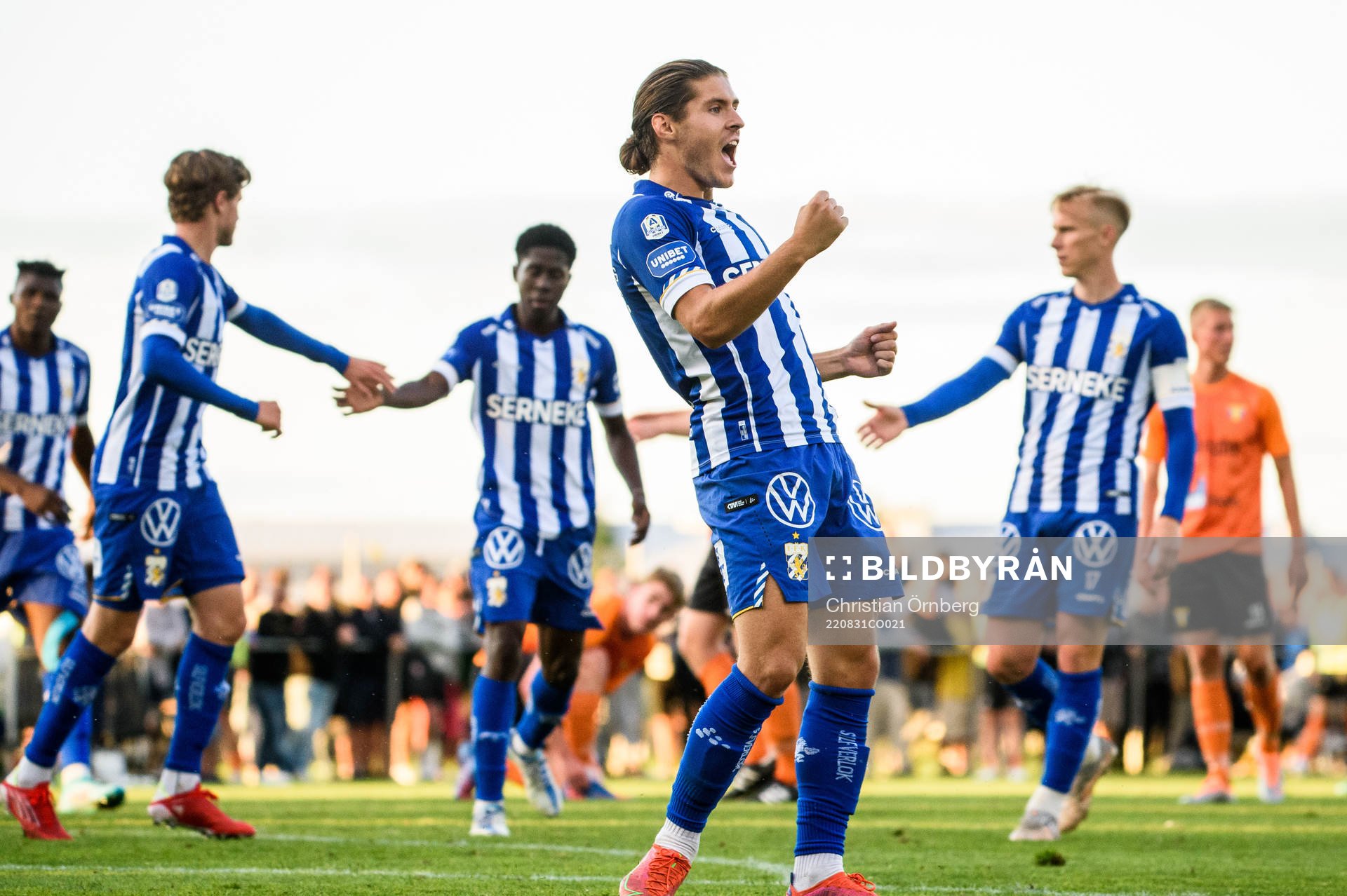 IFK Göteborgs Eman Markovic jublar efter 0-3 under fotbollsmatchen i Svenska Cupen mellan Torns IF och IFK Göteborg den 31 augusti 2022 i Stångby. 