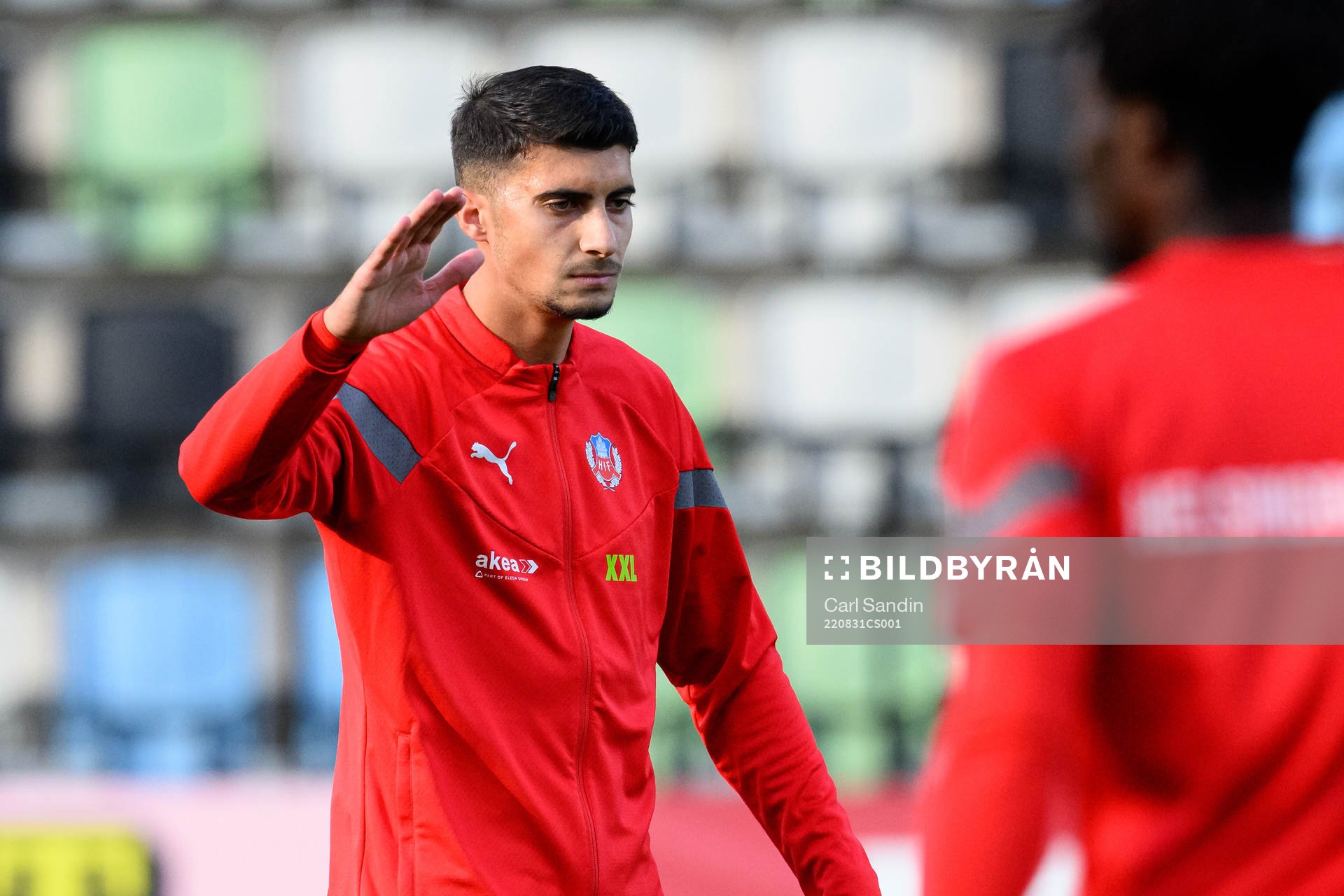 Helsingborgs Amar Muhsin innan fotbollsmatchen i Svenska