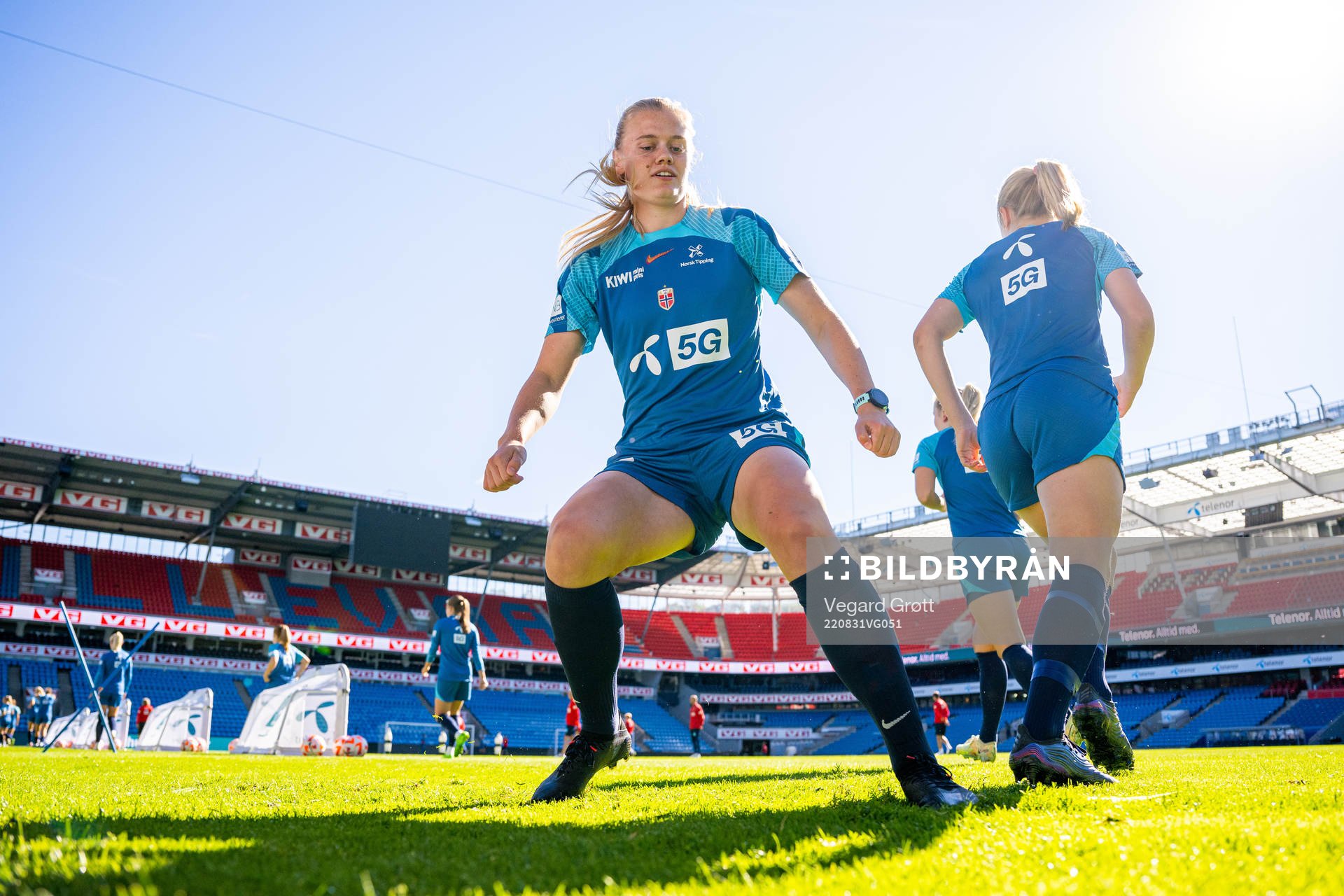 Mathilde Harviken of the Norwegian women's national football team during a training session on August 31, 2022 in Oslo. 