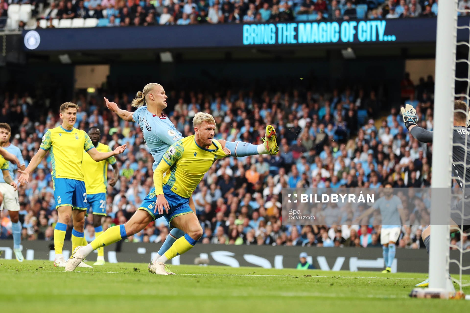 Erling Braut Haaland of Manchester City scores