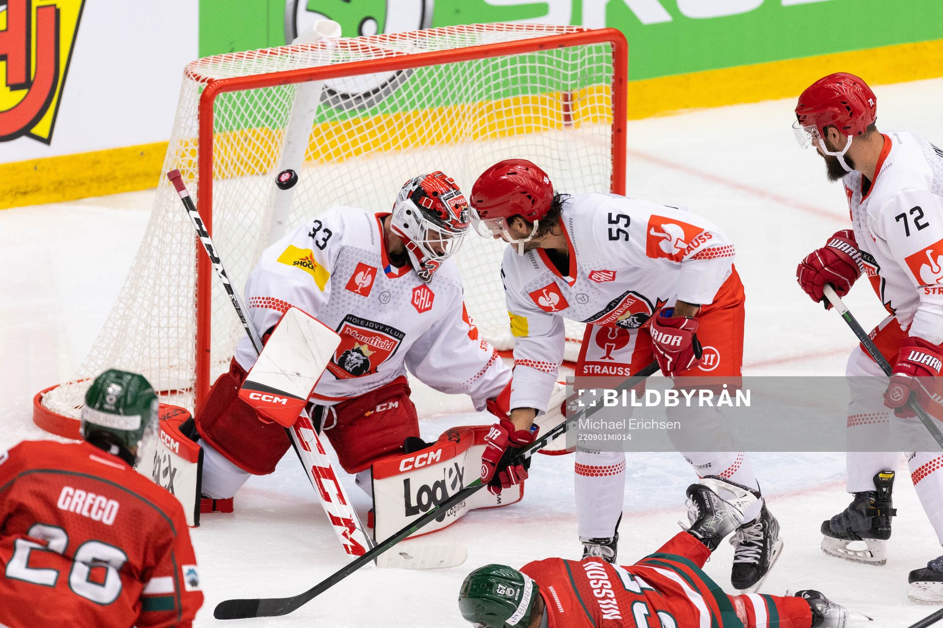 Anthony Greco of Frölunda (not in frame) scores 2-1 behind