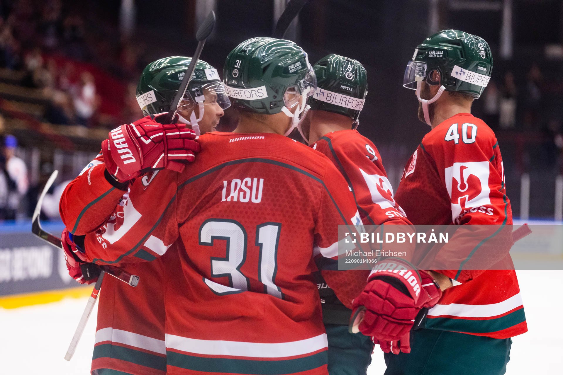 Mats Rosseli Olsen of Frölunda celebrates scoring 2-0 with