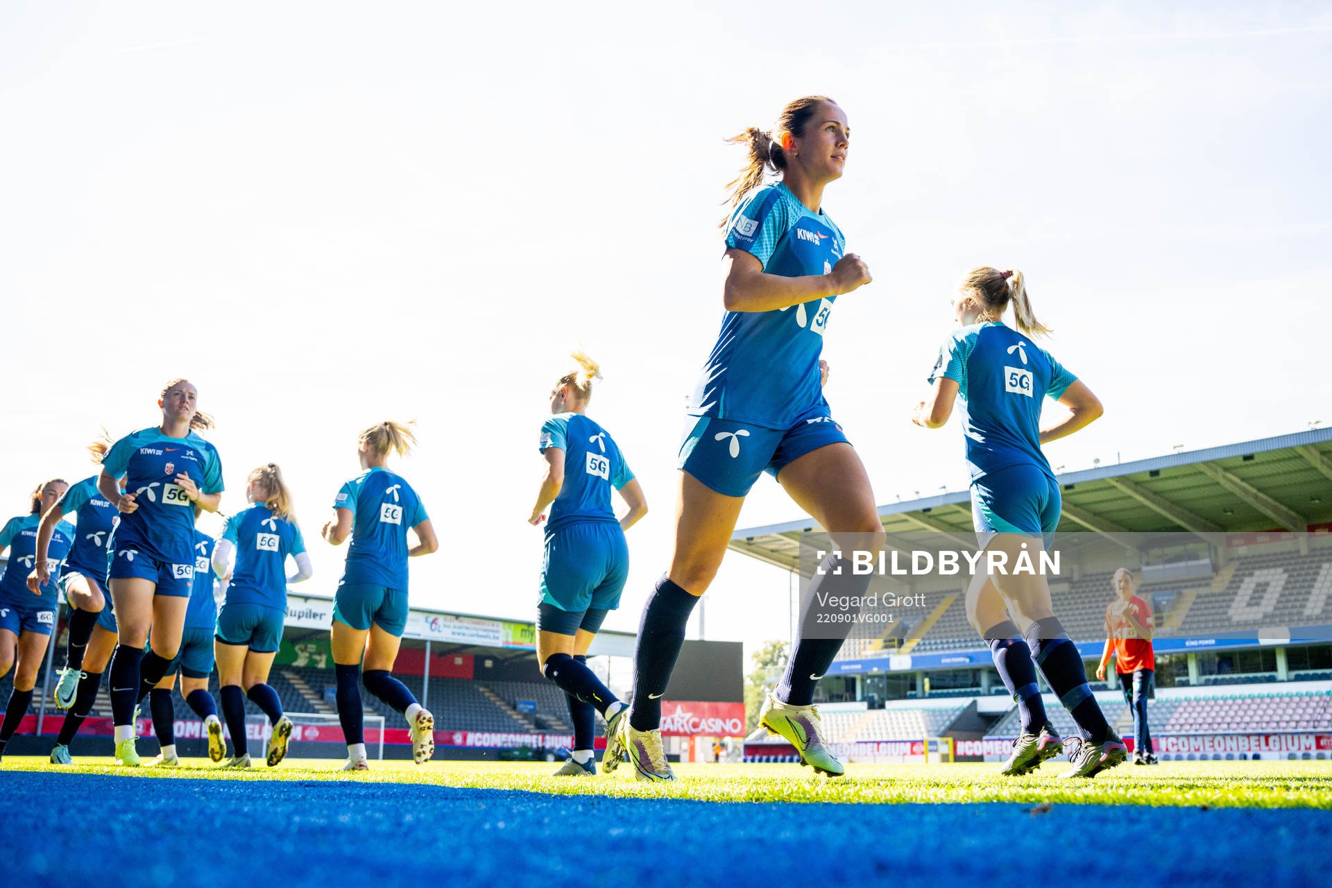 Tuva Hansen of the Norwegian women's national football team during a training session on September 1, 2022 in Leuven. 