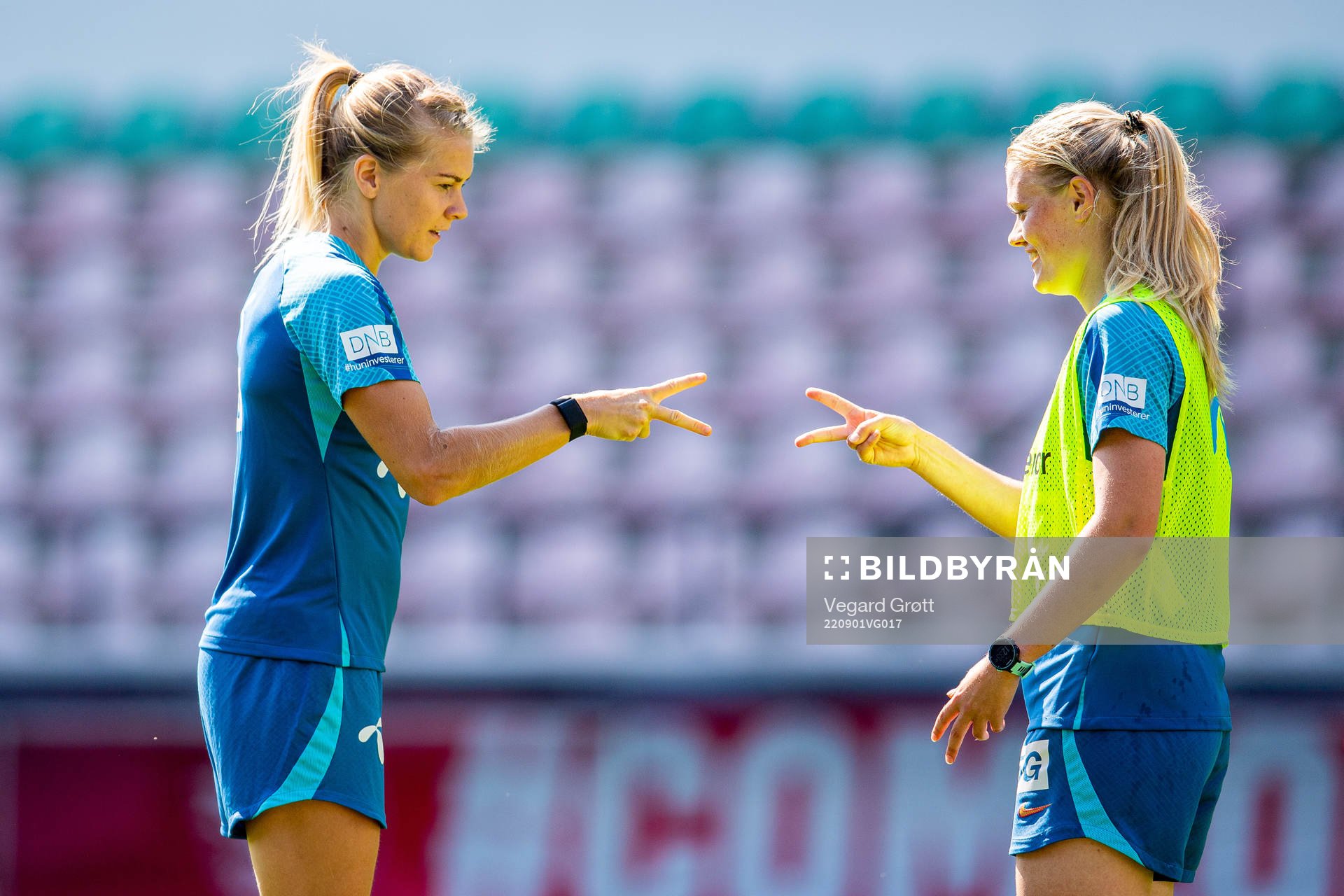 Ada Hegerberg and Mathilde Harviken of the Norwegian
