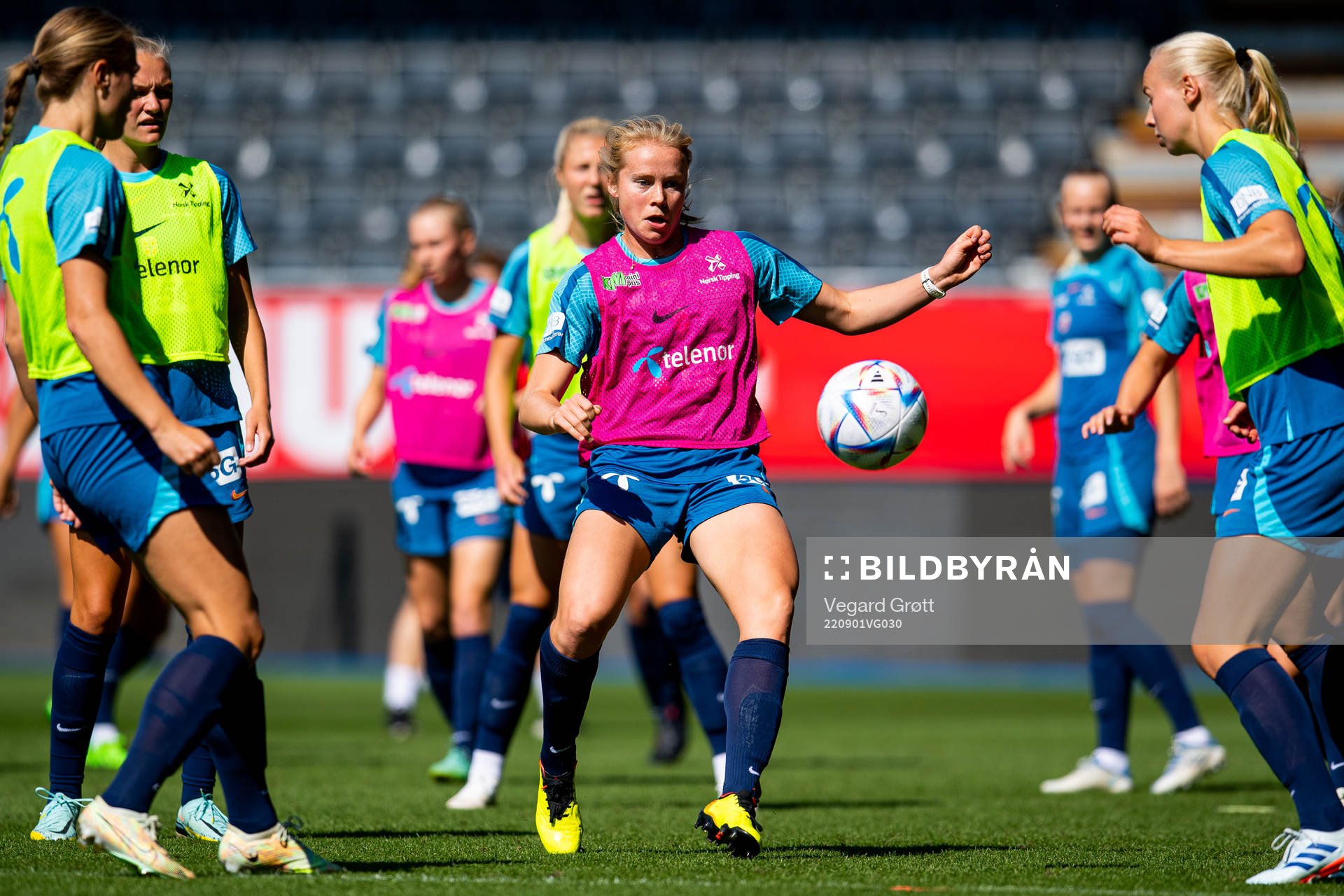 Julie Blakstad of the Norwegian women's national football team during a training session on September 1, 2022 in Leuven.