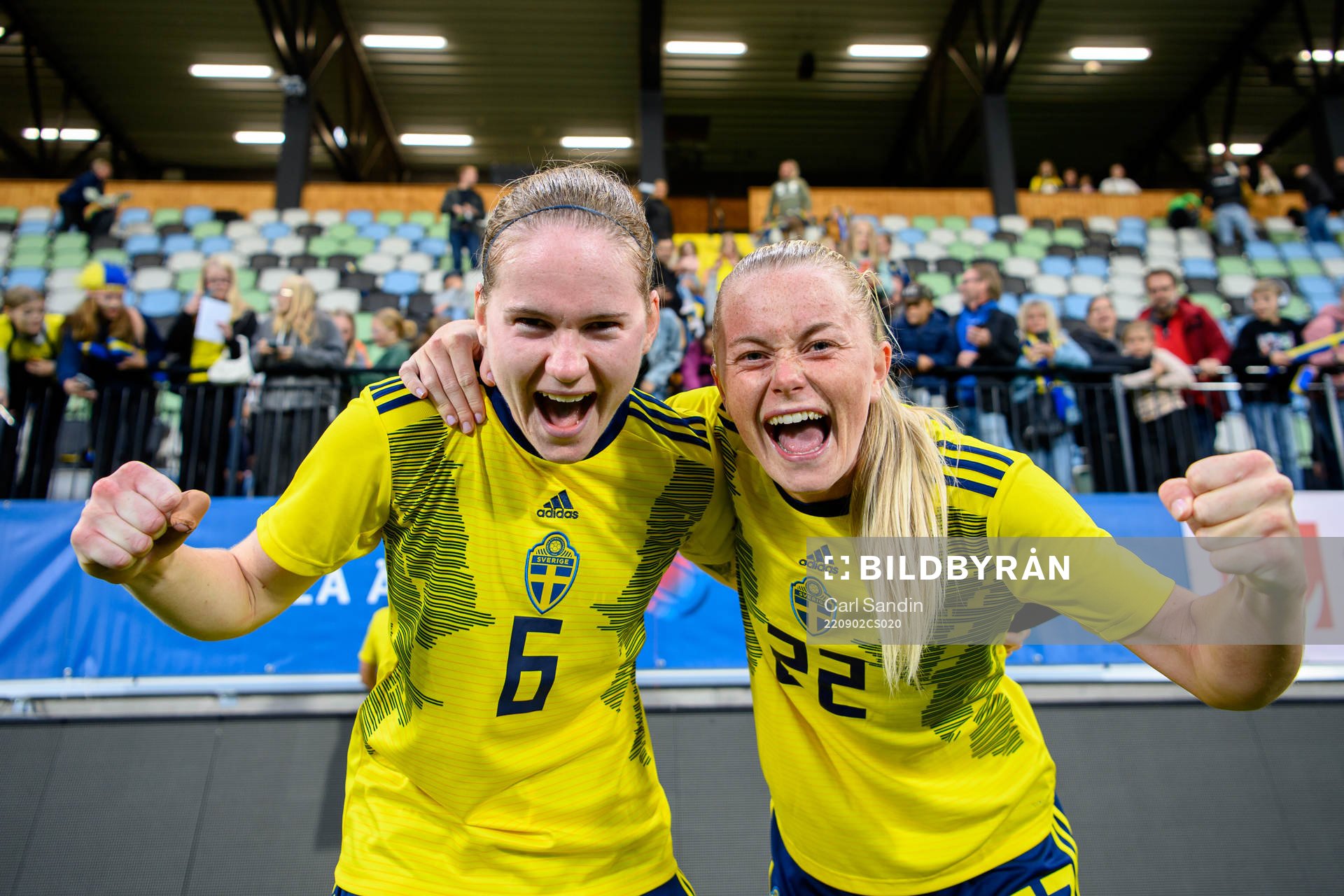 Linn Vickius and Zara Jönsson of Sweden celebrate