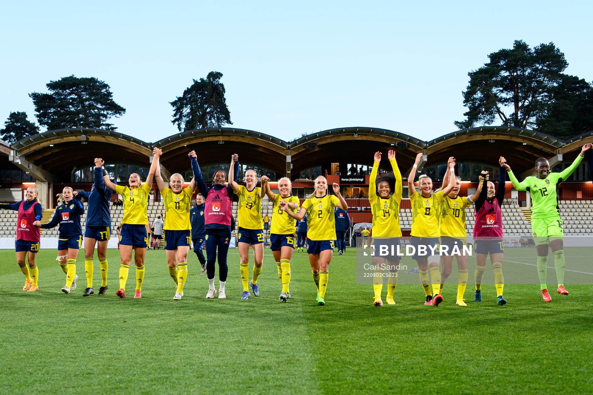 Players of Sweden celebrate